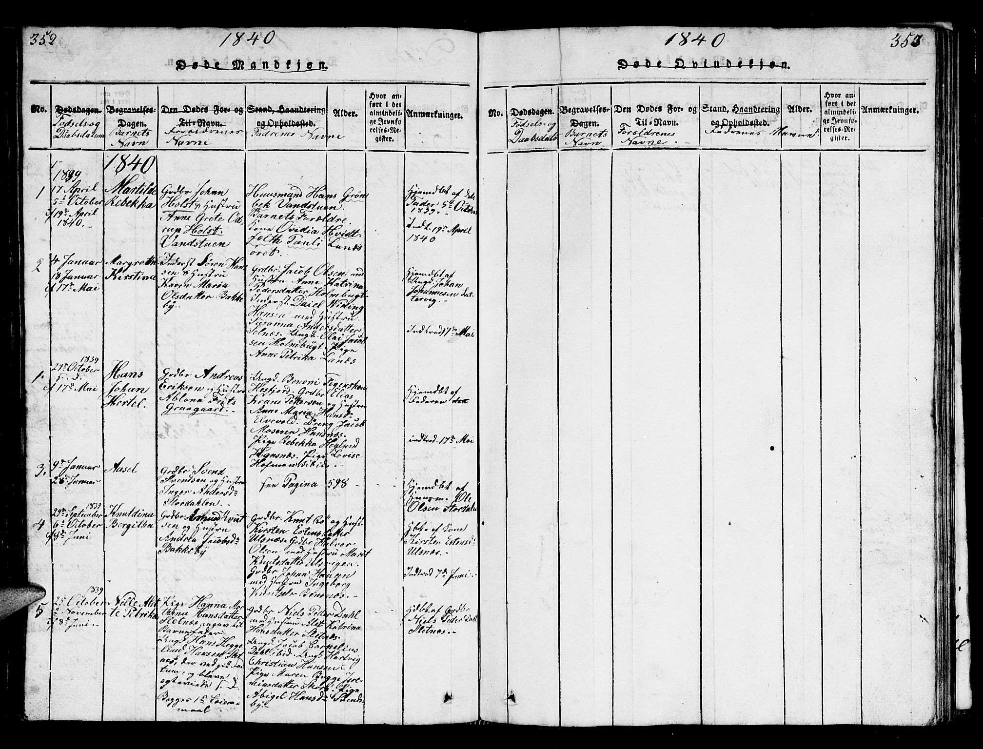 Karlsøy sokneprestembete, AV/SATØ-S-1299/H/Ha/Hab/L0001klokker: Parish register (copy) no. 1, 1821-1840, p. 352-353