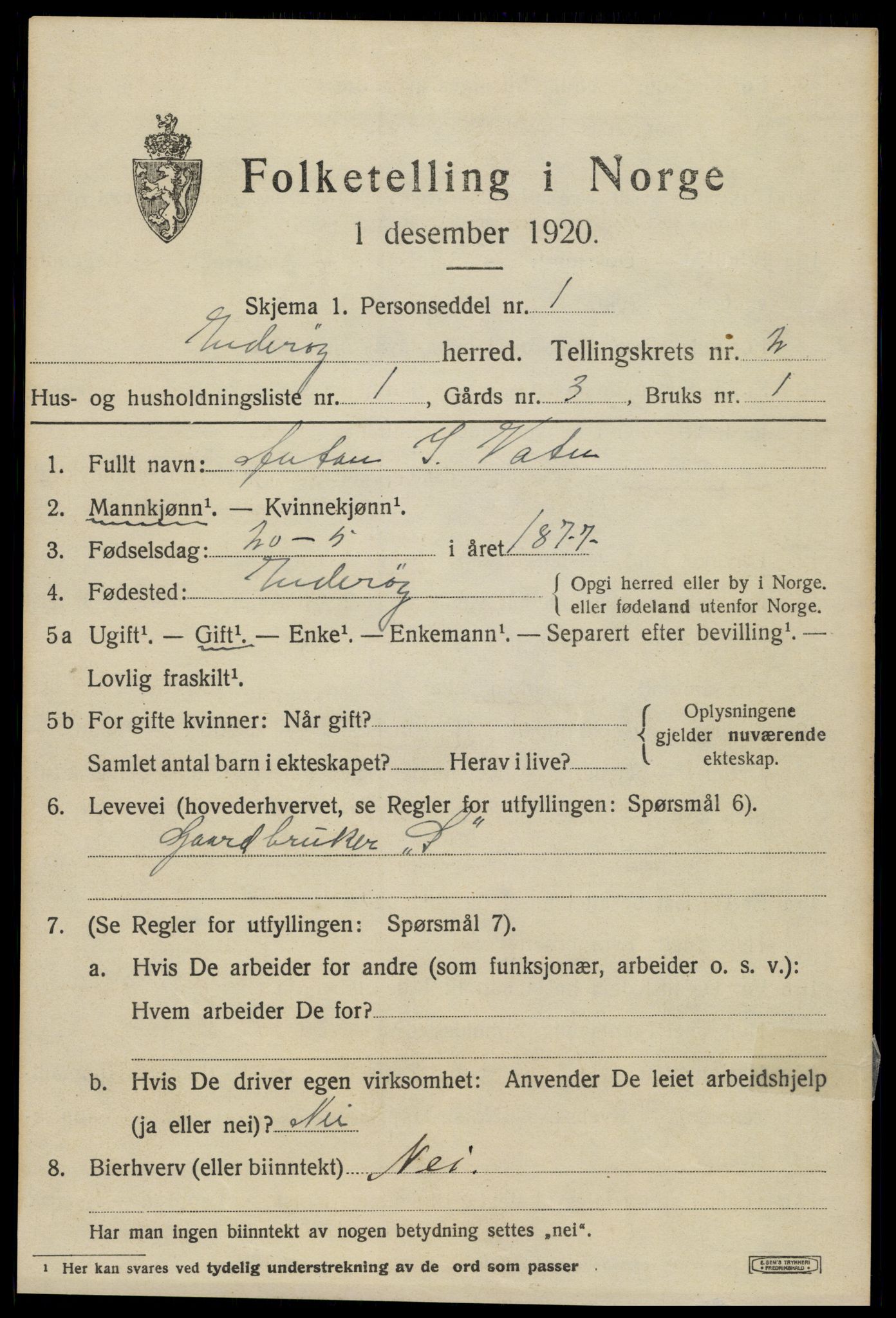 SAT, 1920 census for Inderøy, 1920, p. 1839