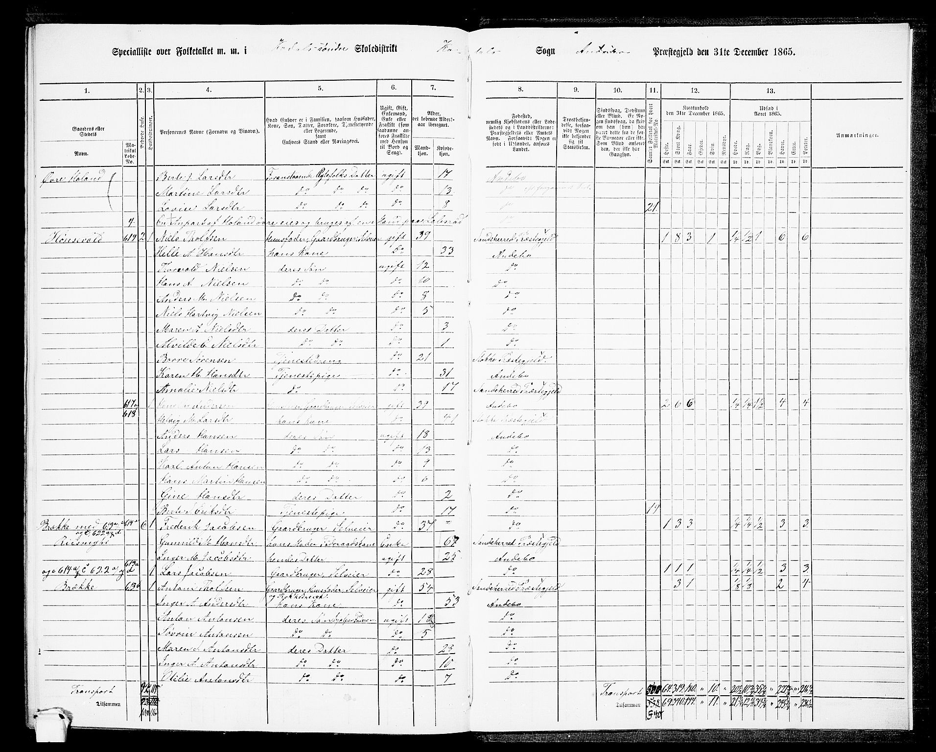 RA, 1865 census for Andebu, 1865, p. 115