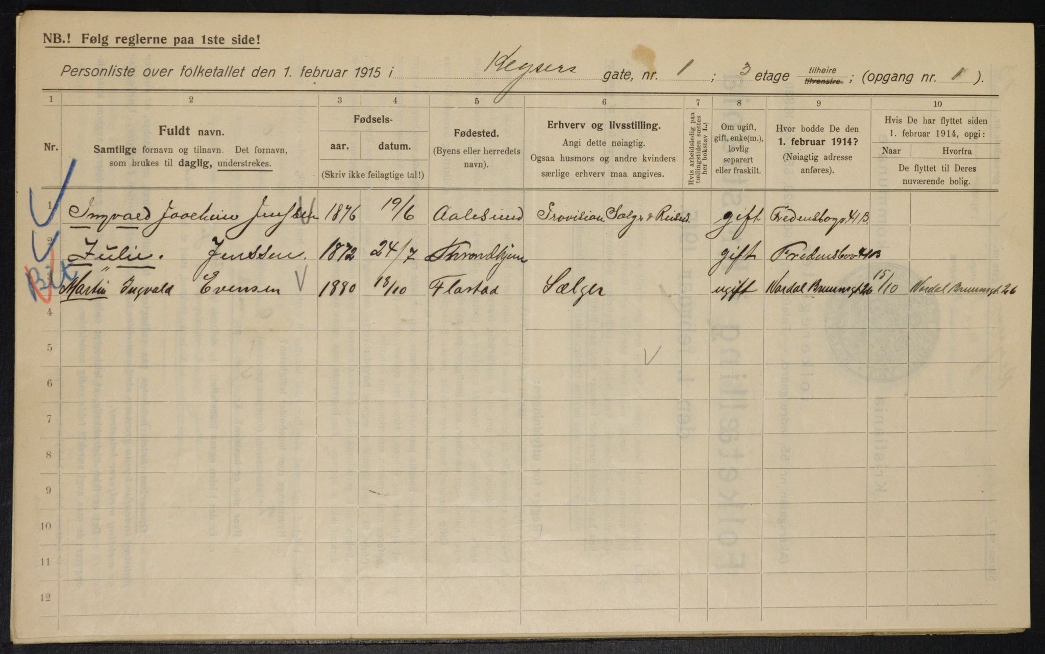 OBA, Municipal Census 1915 for Kristiania, 1915, p. 48710