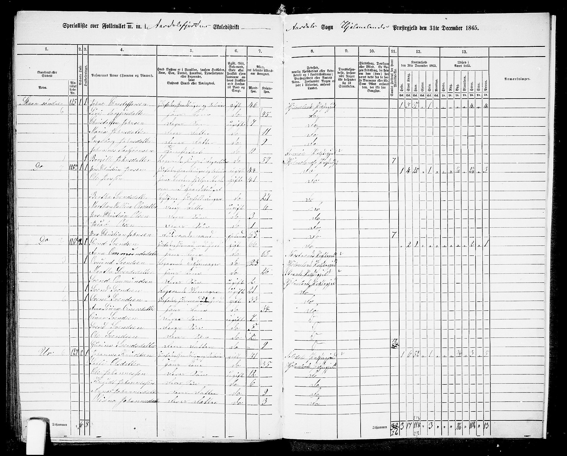 RA, 1865 census for Hjelmeland, 1865, p. 194