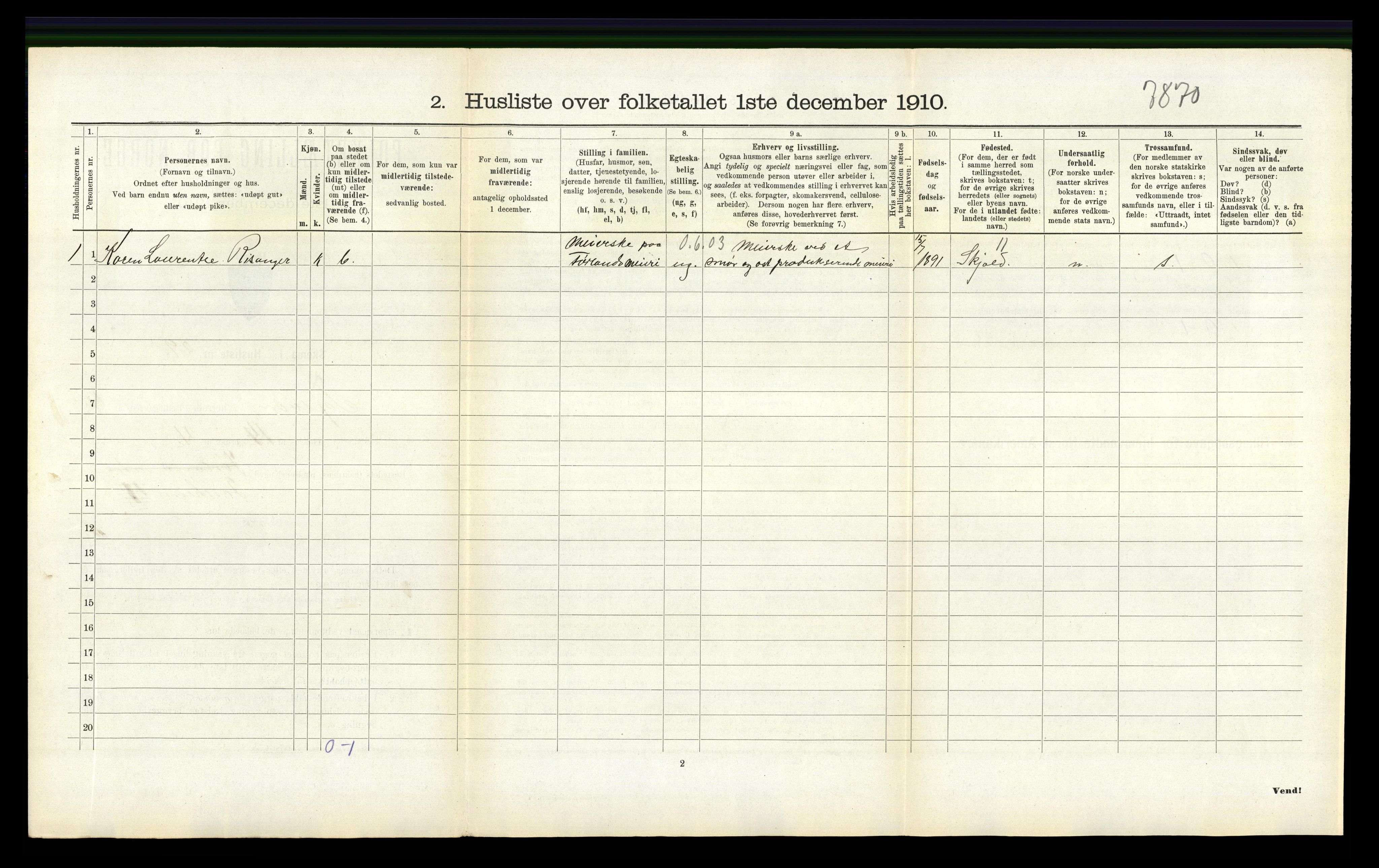 RA, 1910 census for Tysvær, 1910, p. 286