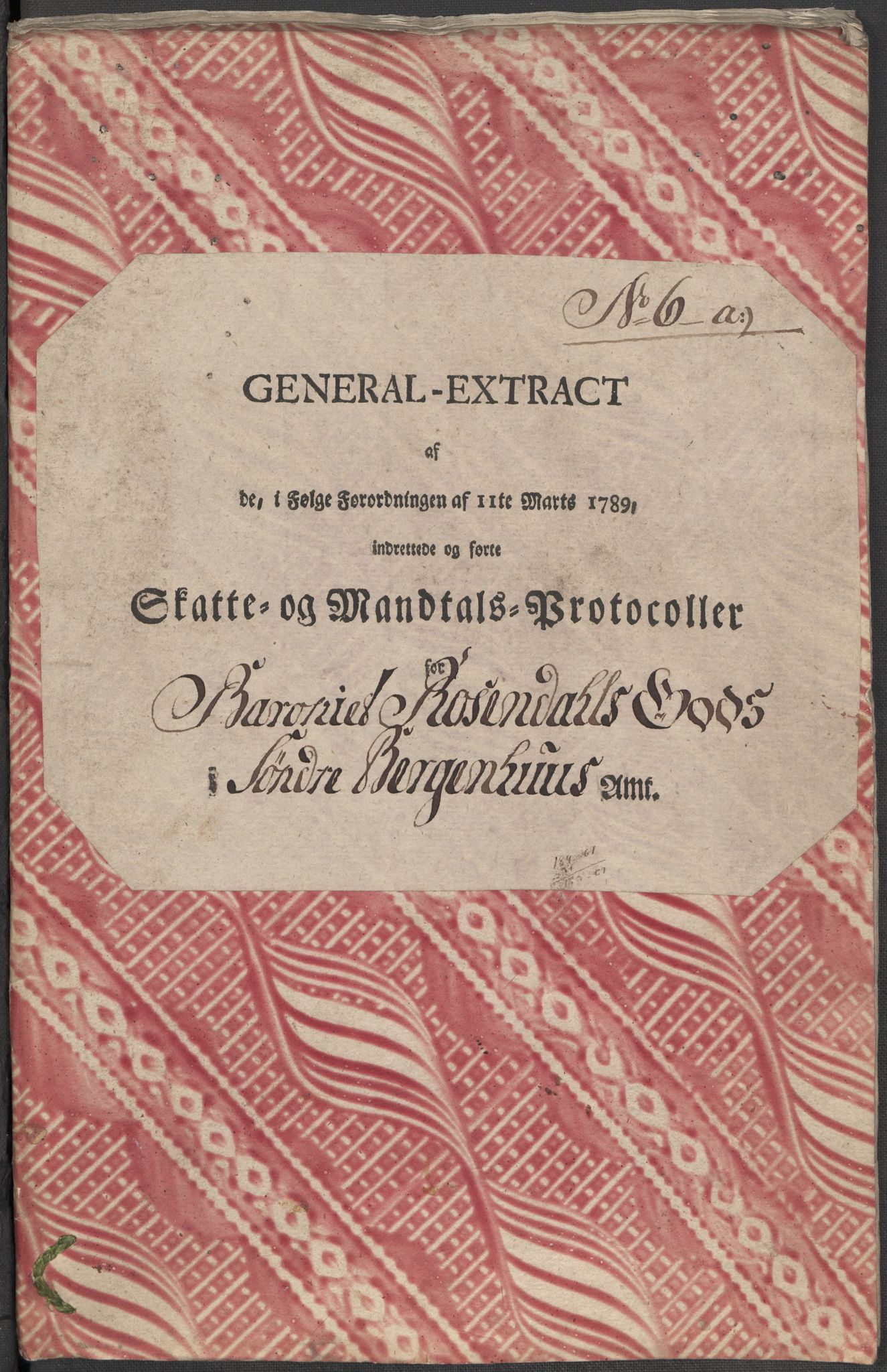 Rentekammeret inntil 1814, Reviderte regnskaper, Mindre regnskaper, AV/RA-EA-4068/Rf/Rfe/L0039: Rosendal baroni, Ryfylke fogderi, 1789, p. 12