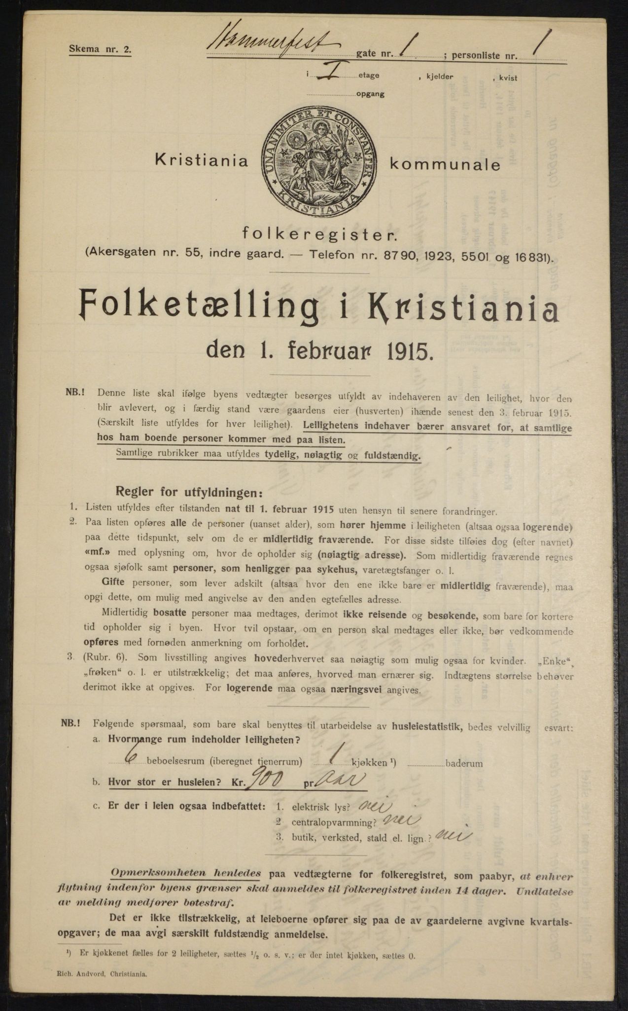 OBA, Municipal Census 1915 for Kristiania, 1915, p. 33826