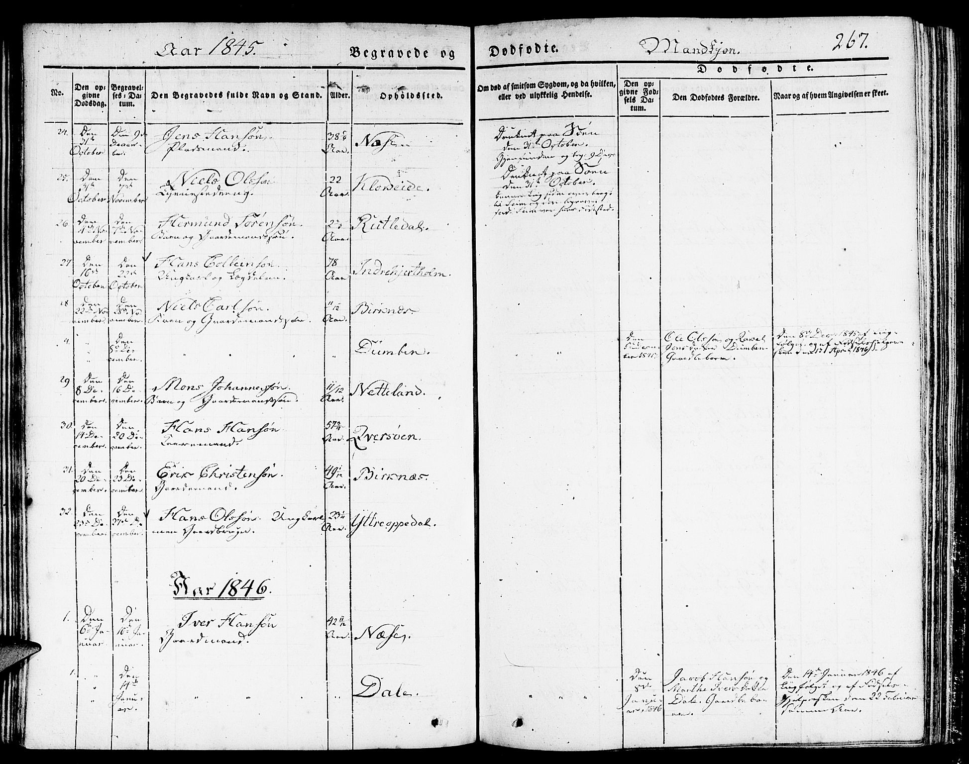 Gulen sokneprestembete, SAB/A-80201/H/Haa/Haaa/L0020: Parish register (official) no. A 20, 1837-1847, p. 267