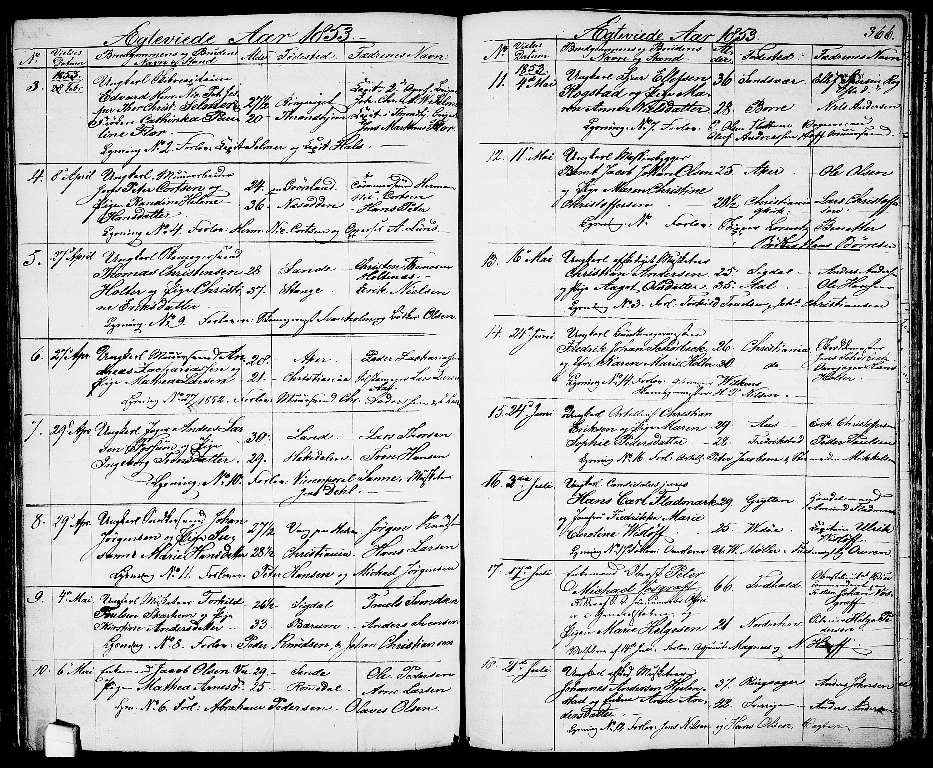 Garnisonsmenigheten Kirkebøker, AV/SAO-A-10846/G/Ga/L0005: Parish register (copy) no. 5, 1841-1860, p. 366