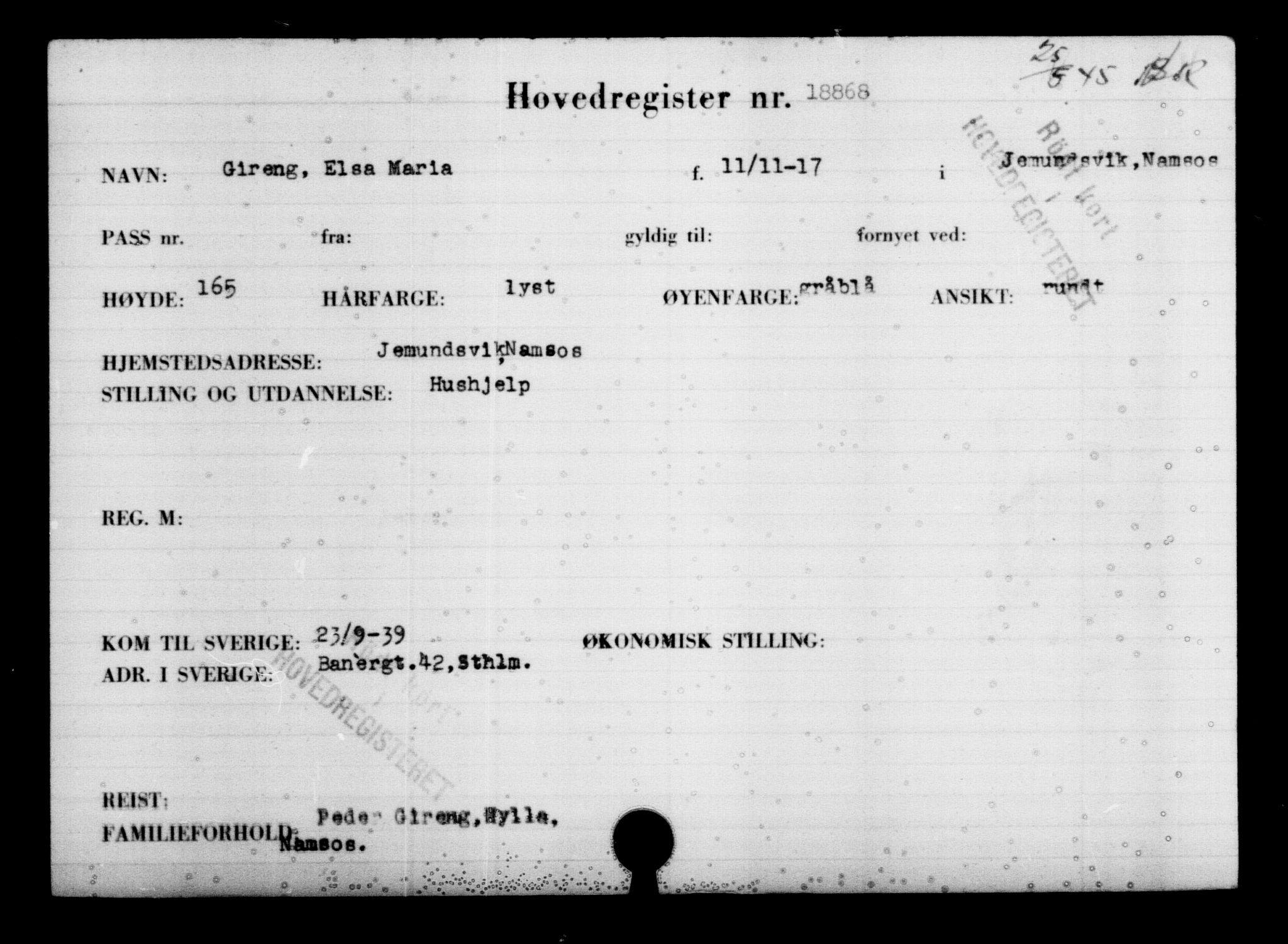 Den Kgl. Norske Legasjons Flyktningskontor, RA/S-6753/V/Va/L0009: Kjesäterkartoteket.  Flyktningenr. 18502-22048, 1940-1945, p. 437