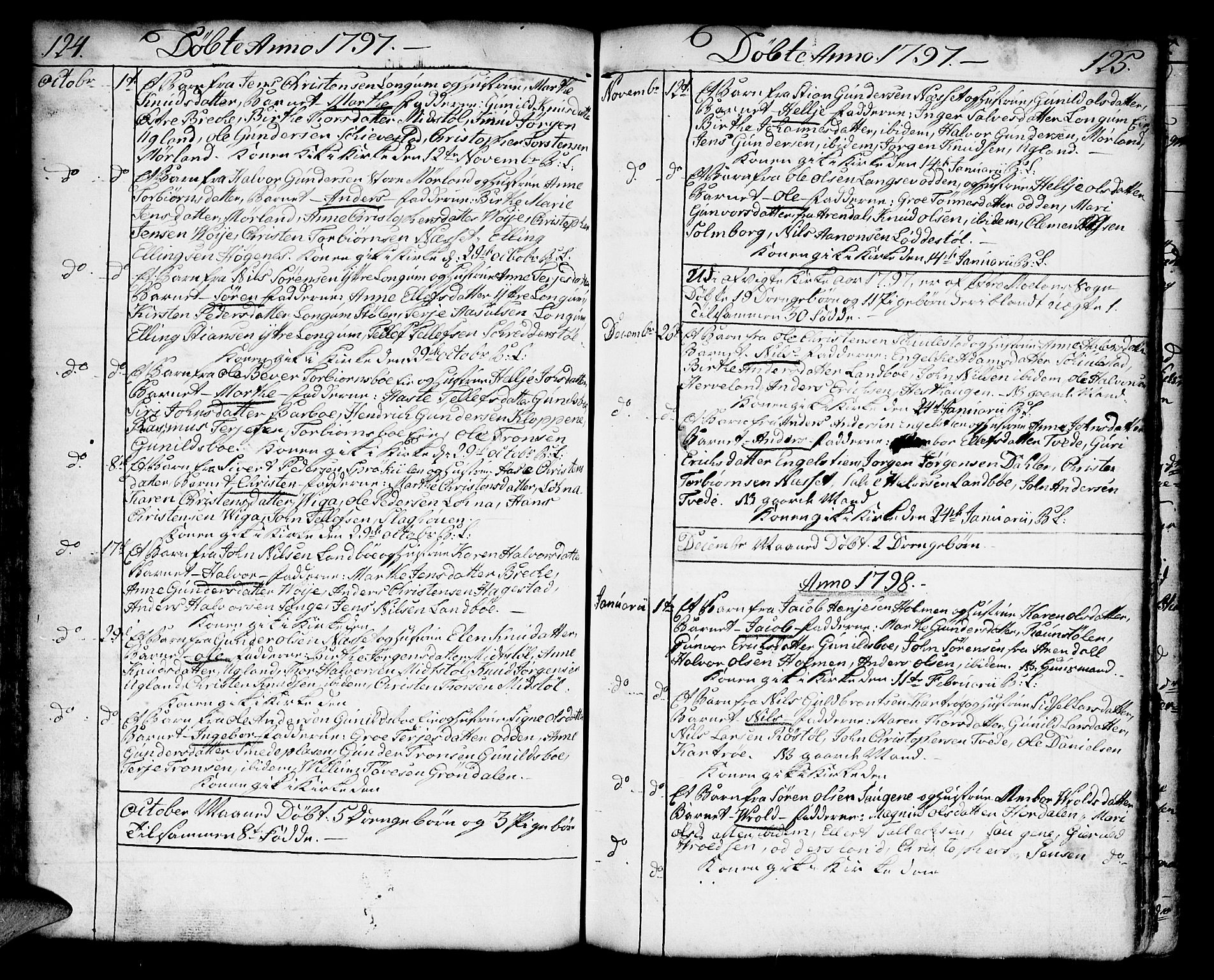 Austre Moland sokneprestkontor, SAK/1111-0001/F/Fa/Faa/L0002: Parish register (official) no. A 2, 1747-1808, p. 124-125