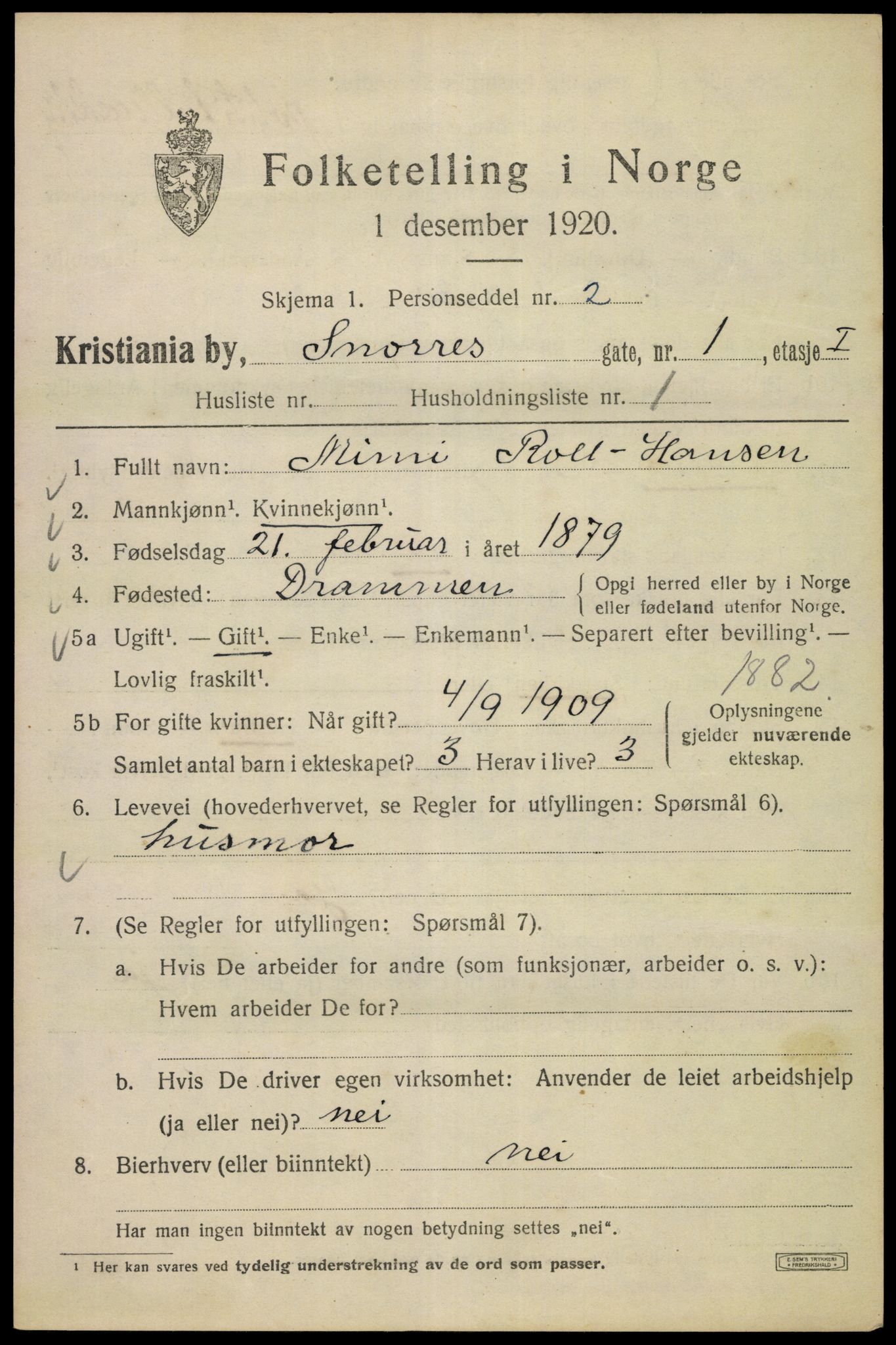 SAO, 1920 census for Kristiania, 1920, p. 522057