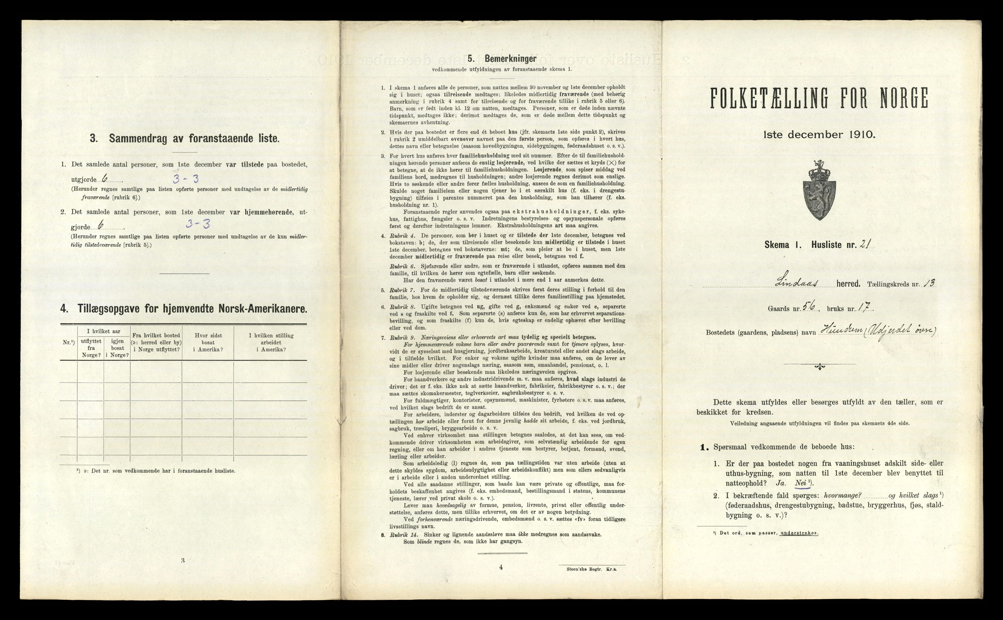 RA, 1910 census for Lindås, 1910, p. 900