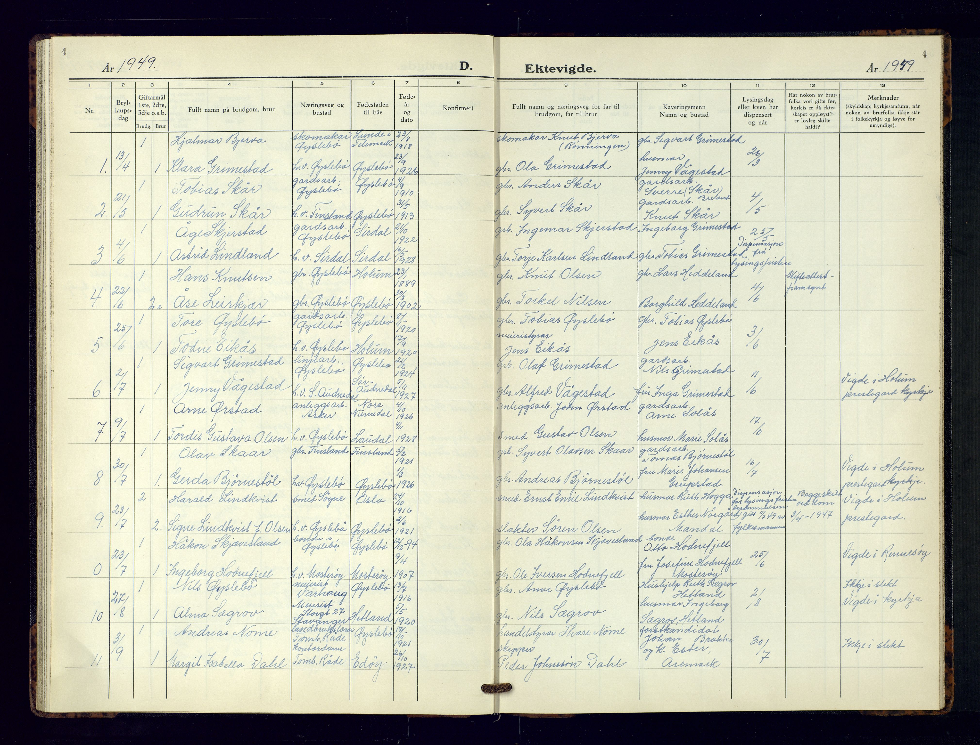 Holum sokneprestkontor, AV/SAK-1111-0022/F/Fb/Fbc/L0006: Parish register (copy) no. B-6, 1946-1959, p. 4