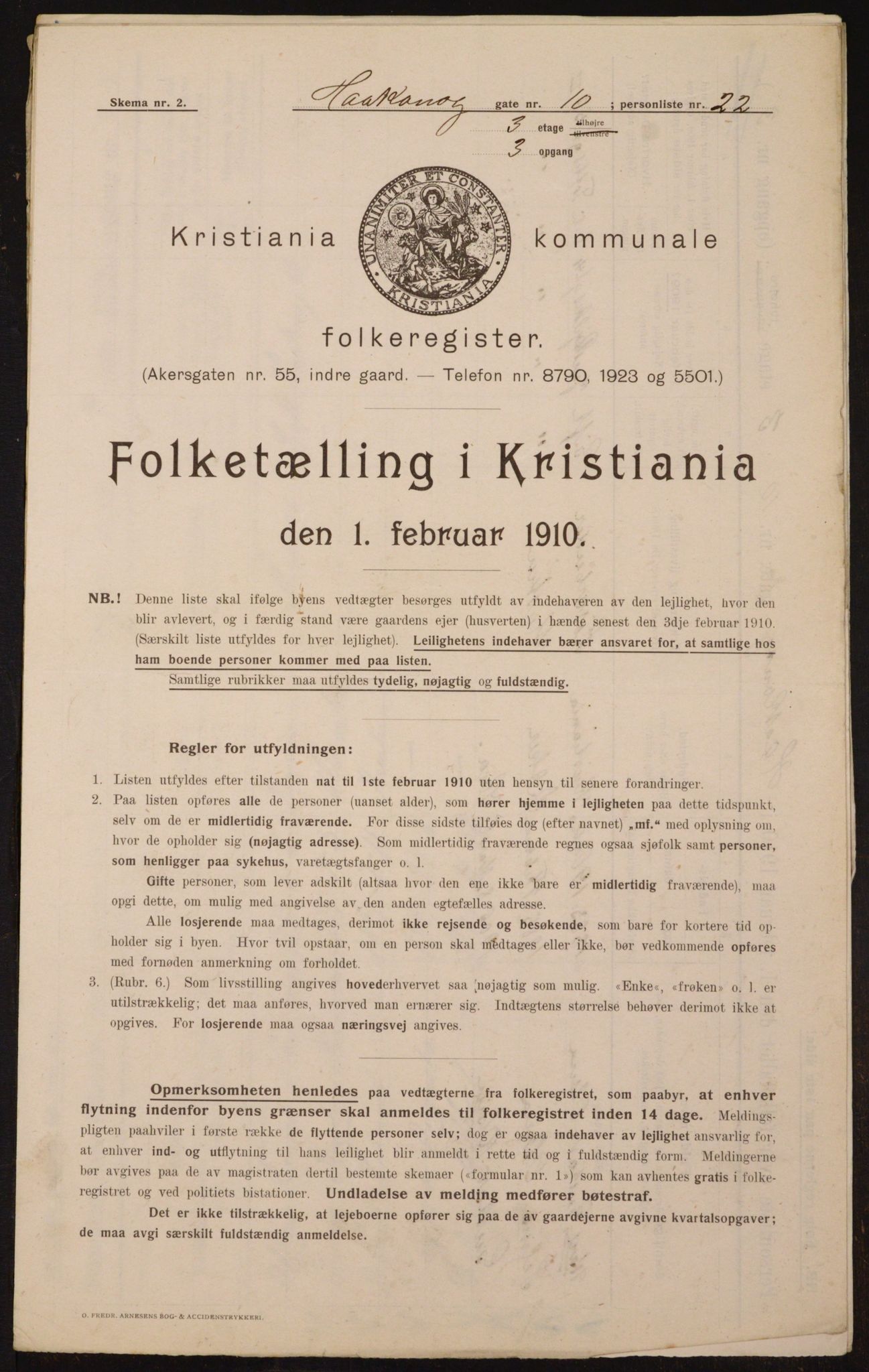 OBA, Municipal Census 1910 for Kristiania, 1910, p. 41844