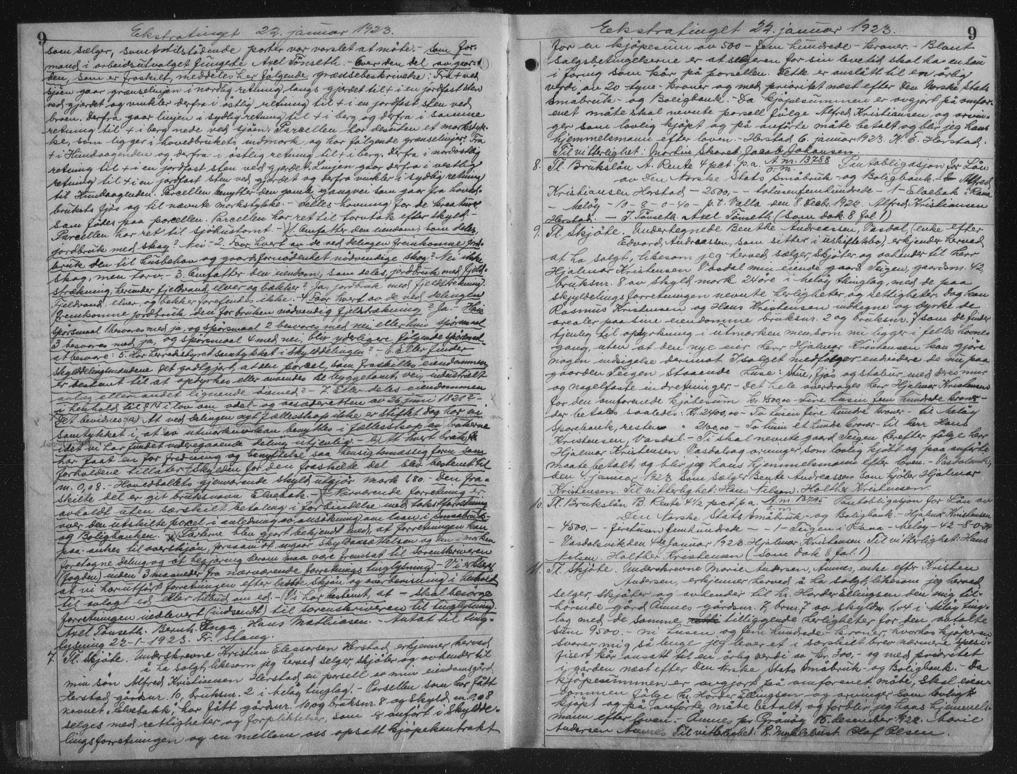 Rana sorenskriveri , AV/SAT-A-1108/1/2/2C/L0018: Mortgage book no. 18, 1923-1928, p. 9, Deed date: 22.01.1923