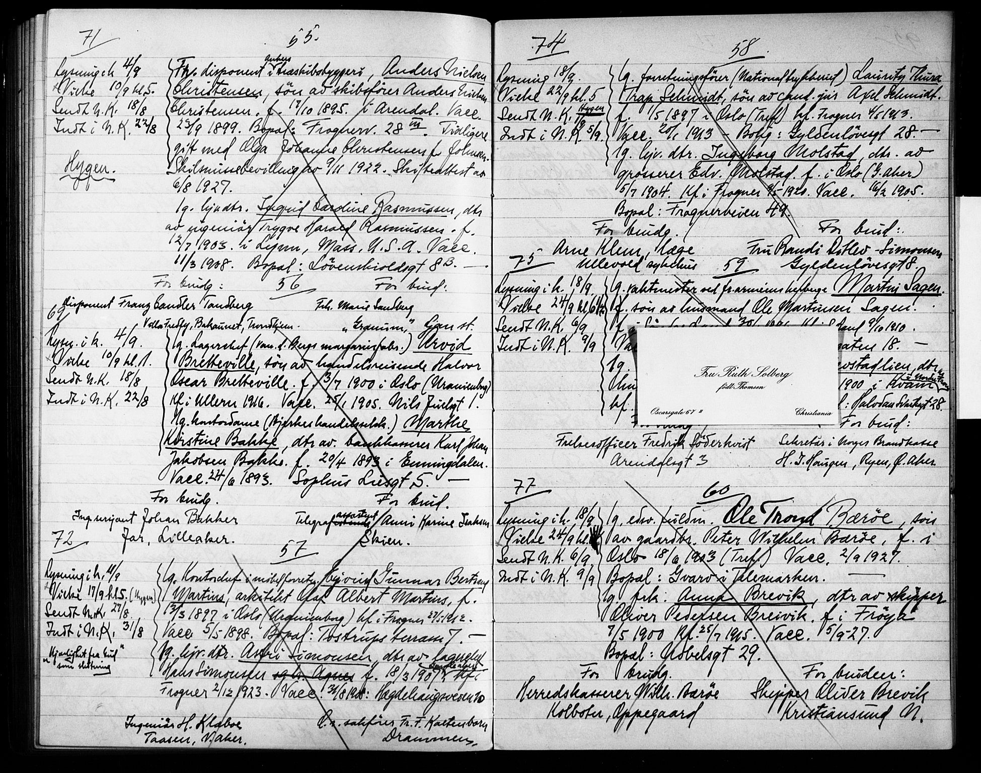 Frogner prestekontor Kirkebøker, SAO/A-10886/H/Ha/L0006: Banns register no. 6, 1922-1928