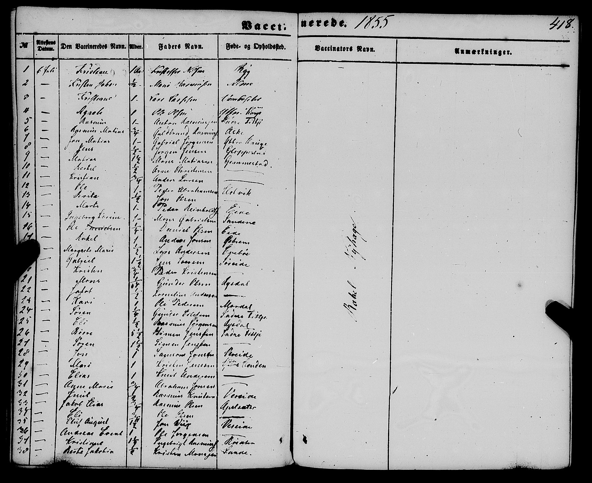 Gloppen sokneprestembete, SAB/A-80101/H/Haa/Haaa/L0009: Parish register (official) no. A 9, 1855-1870, p. 418