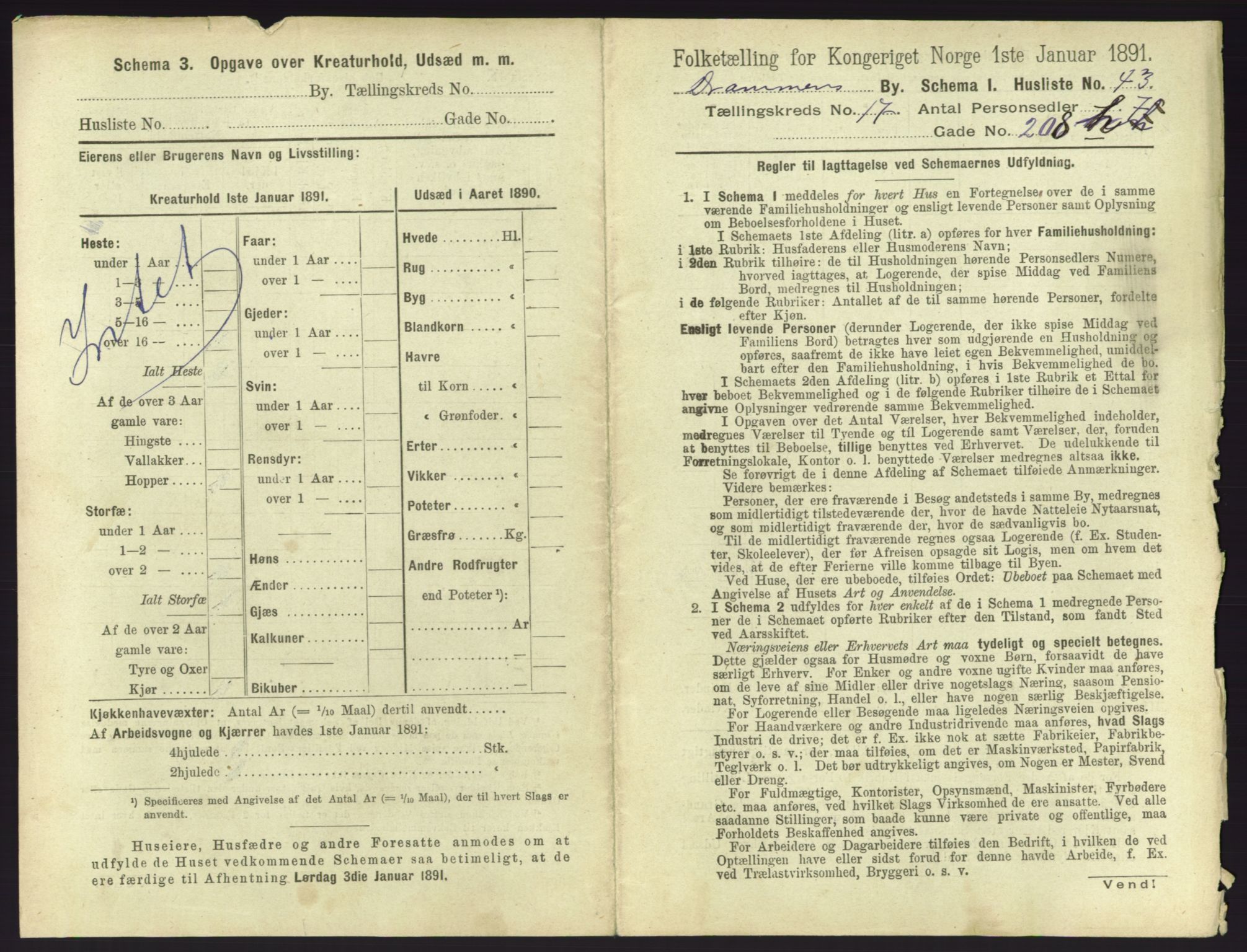 RA, 1891 census for 0602 Drammen, 1891, p. 1485