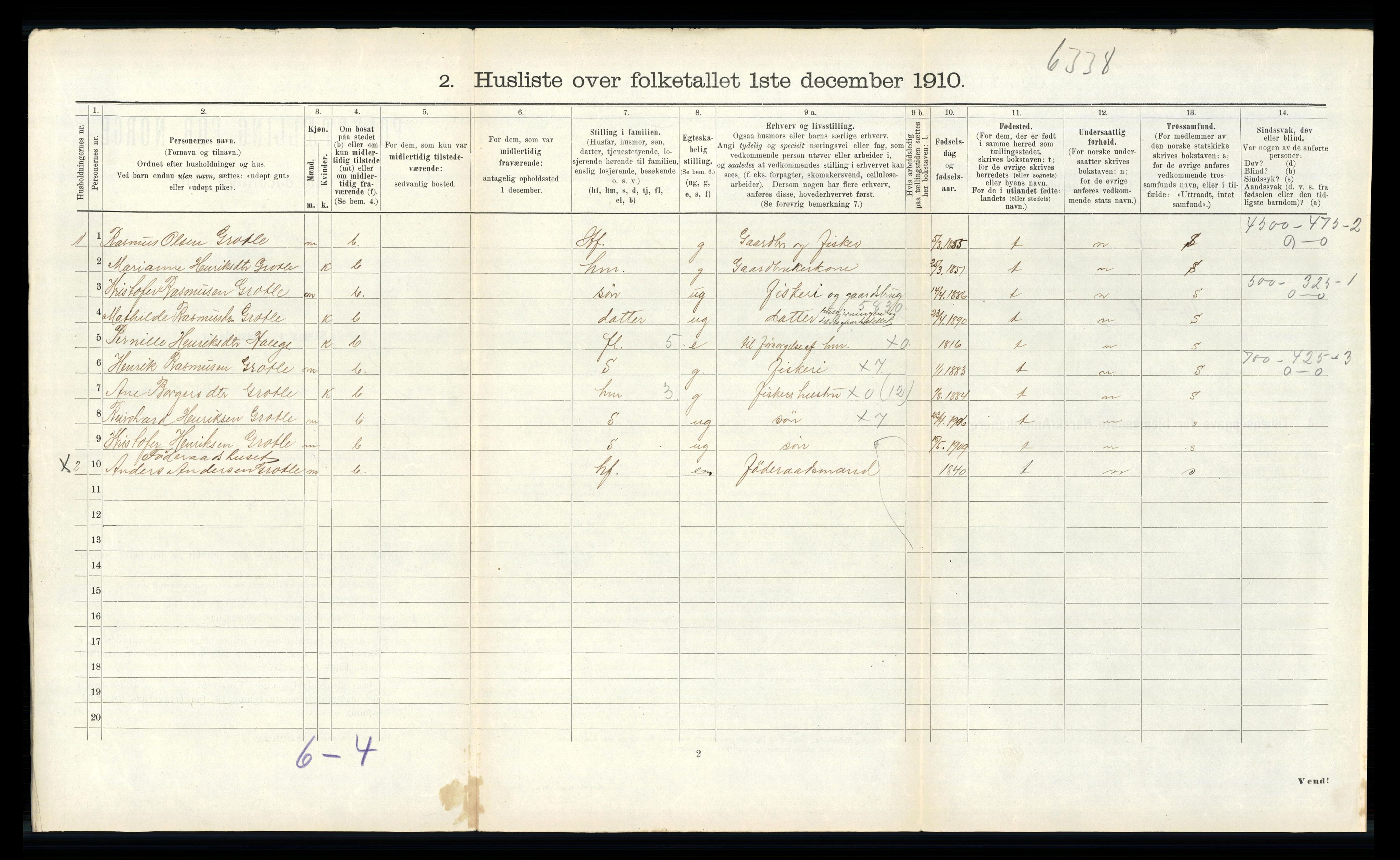 RA, 1910 census for Bremanger, 1910, p. 232