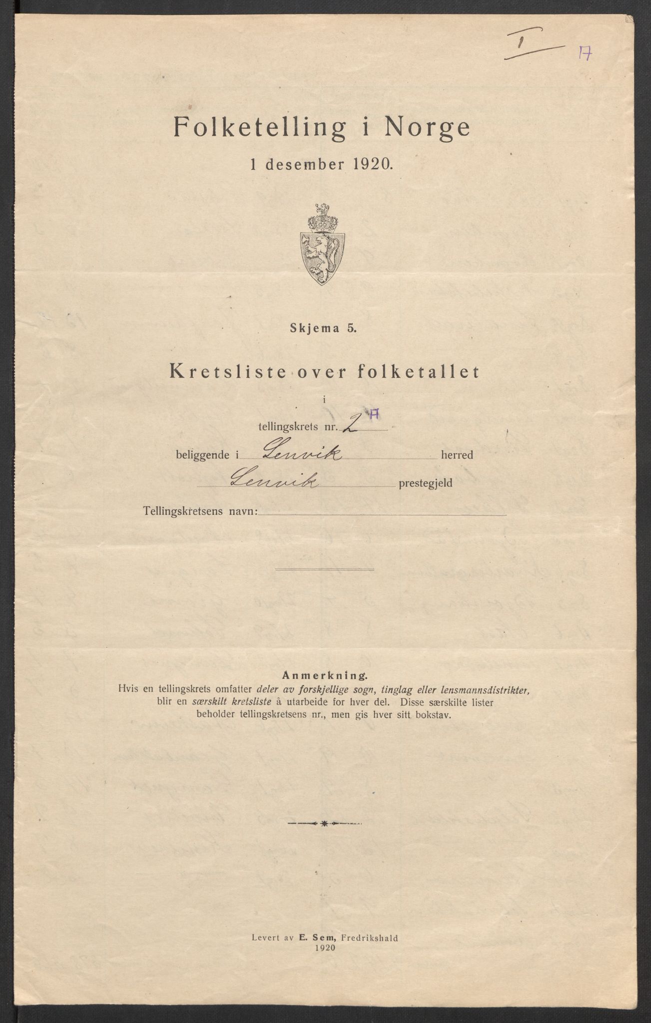 SATØ, 1920 census for Lenvik, 1920, p. 9