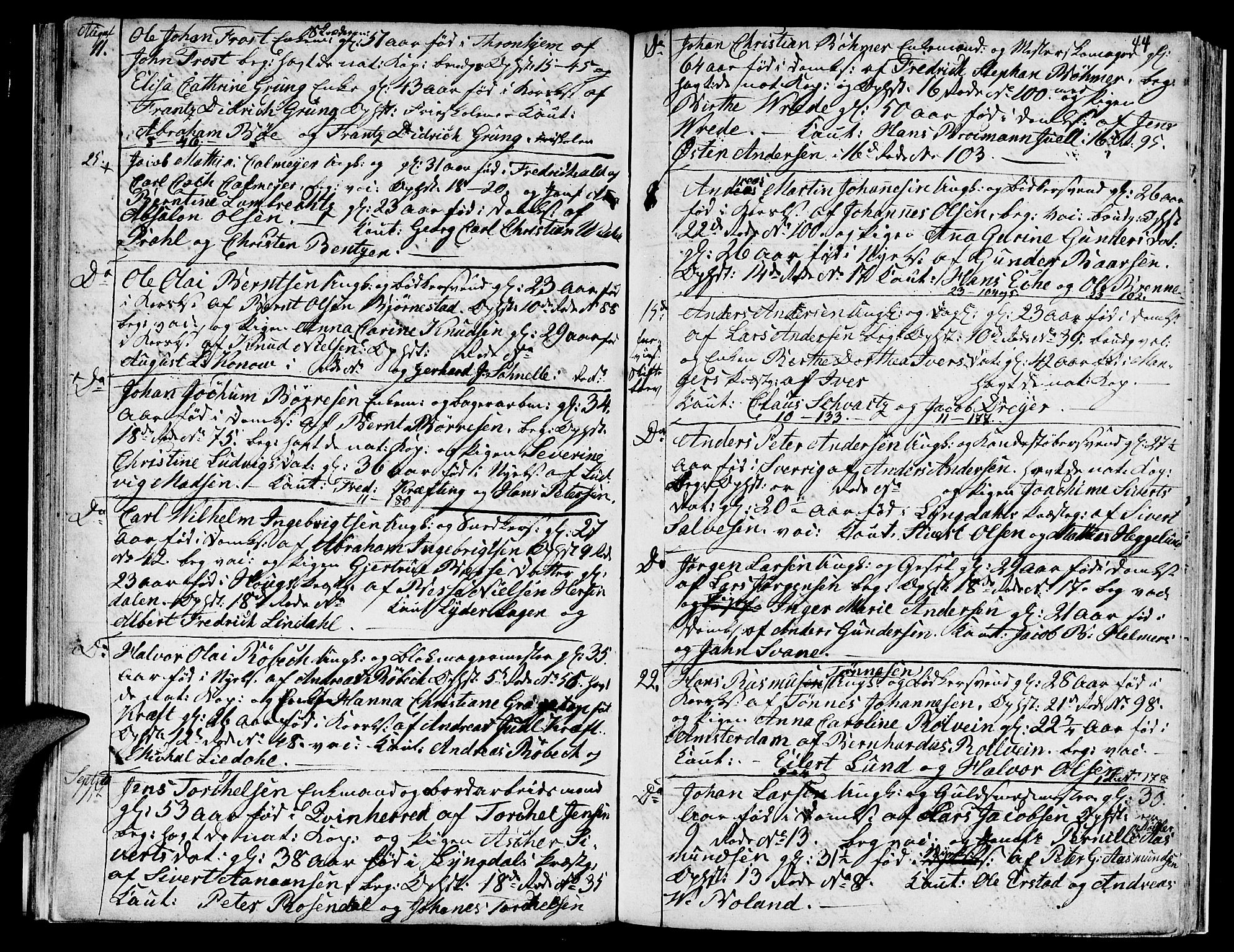 Domkirken sokneprestembete, AV/SAB-A-74801/H/Hab/L0003: Parish register (copy) no. A 3, 1820-1853, p. 44