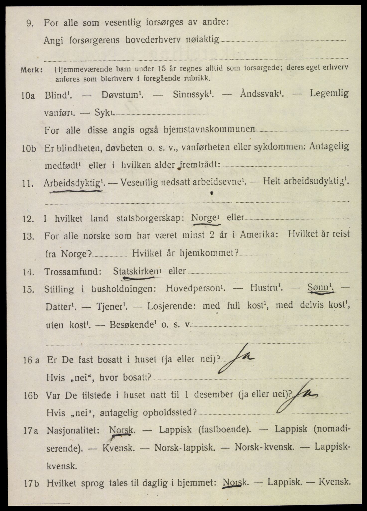 SAT, 1920 census for Velfjord, 1920, p. 1358