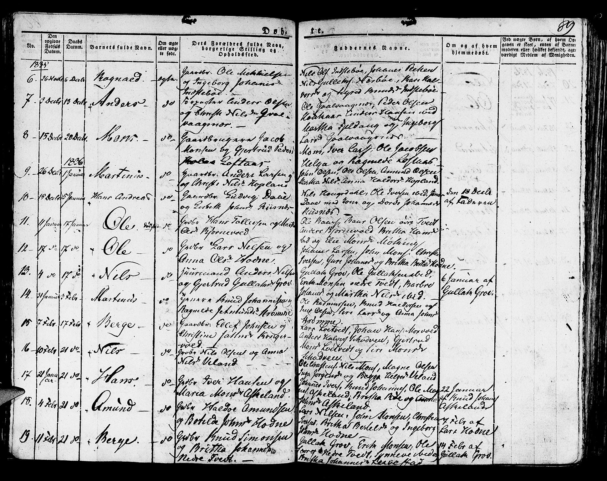 Lindås Sokneprestembete, SAB/A-76701/H/Haa: Parish register (official) no. A 8, 1823-1836, p. 89