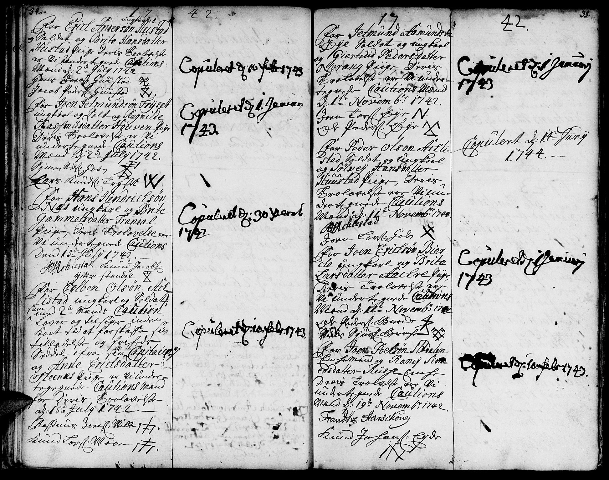 Ministerialprotokoller, klokkerbøker og fødselsregistre - Møre og Romsdal, AV/SAT-A-1454/515/L0205: Parish register (official) no. 515A01, 1733-1764, p. 34-35