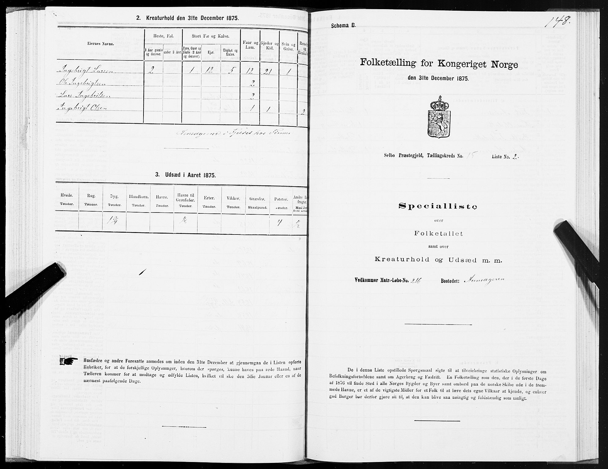 SAT, 1875 census for 1664P Selbu, 1875, p. 7148