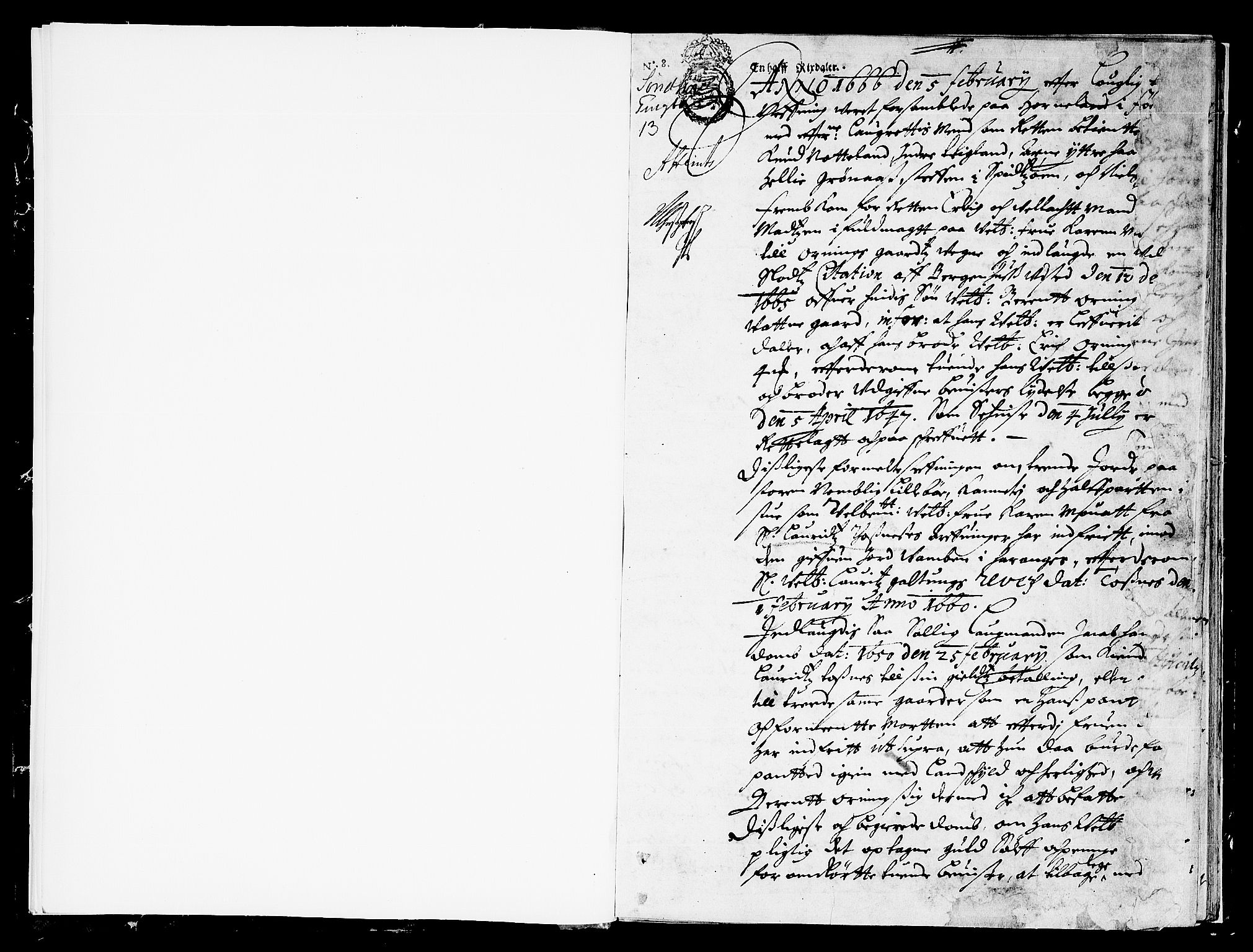 Sunnhordland sorenskrivar, SAB/A-2401/1/F/Faa/L0013: Tingbøker, 1666, p. 0b-1a