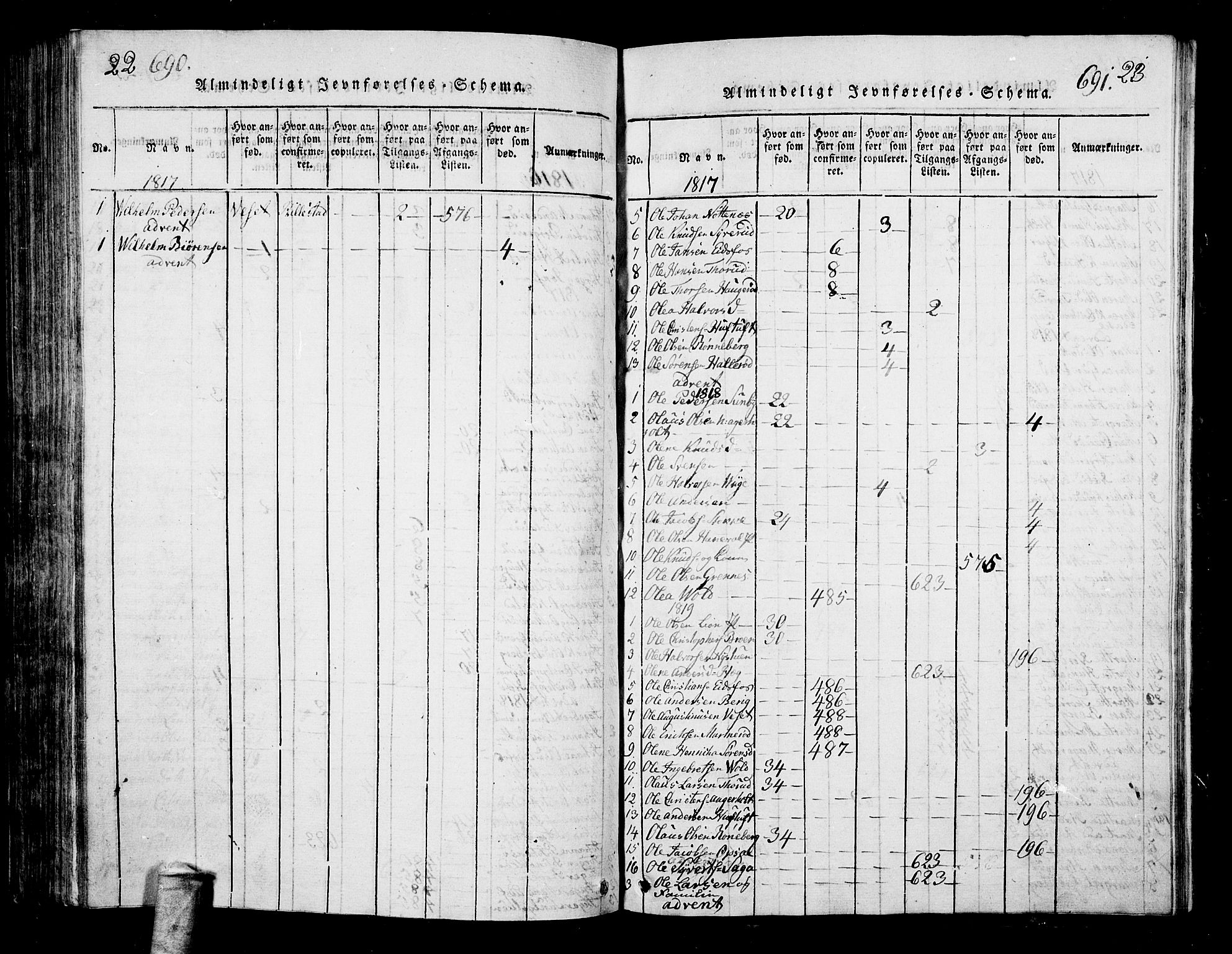 Hof kirkebøker, AV/SAKO-A-64/G/Ga/L0001: Parish register (copy) no. I 1, 1814-1844, p. 690-691