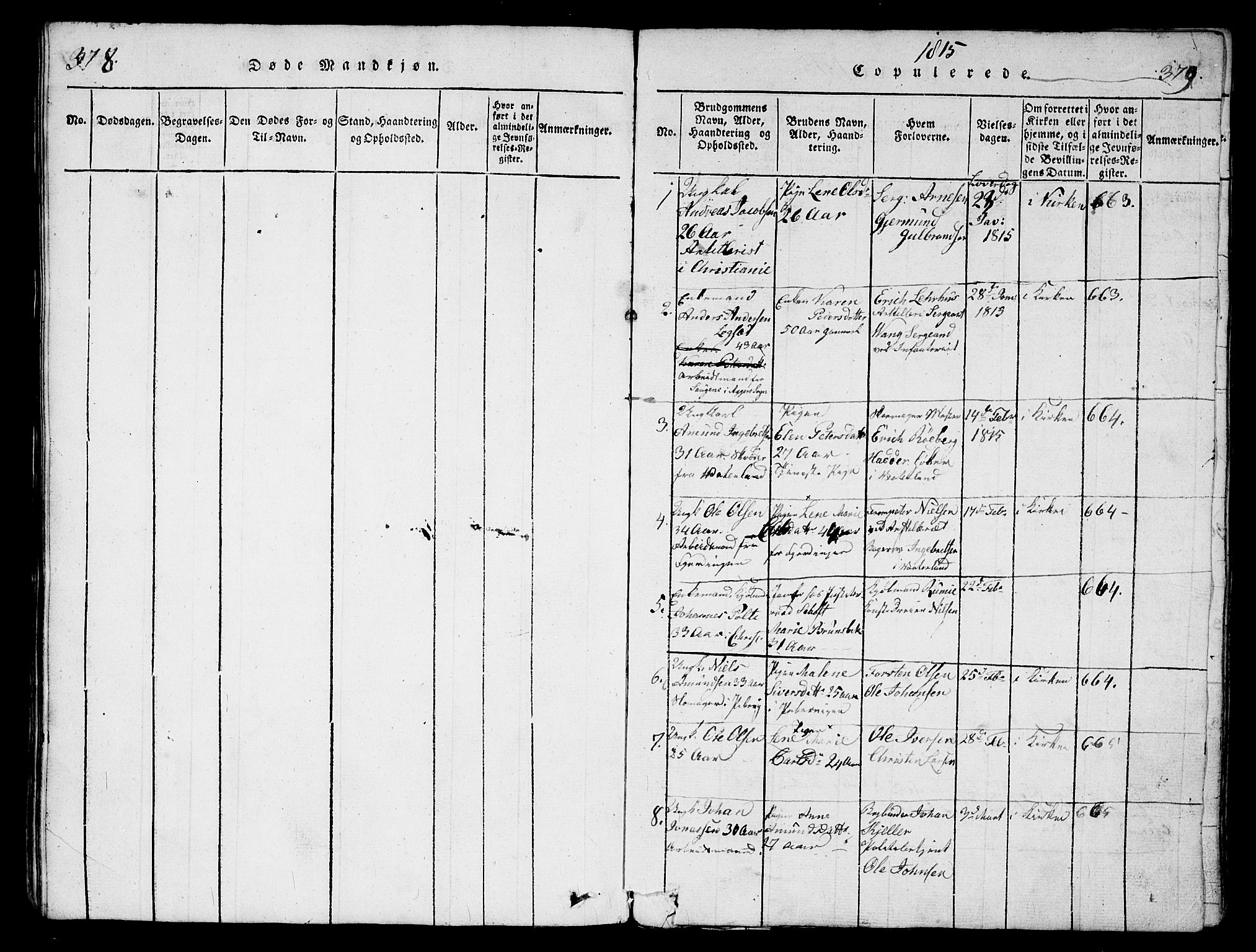 Garnisonsmenigheten Kirkebøker, AV/SAO-A-10846/G/Ga/L0003: Parish register (copy) no. 3, 1815-1819, p. 378-379