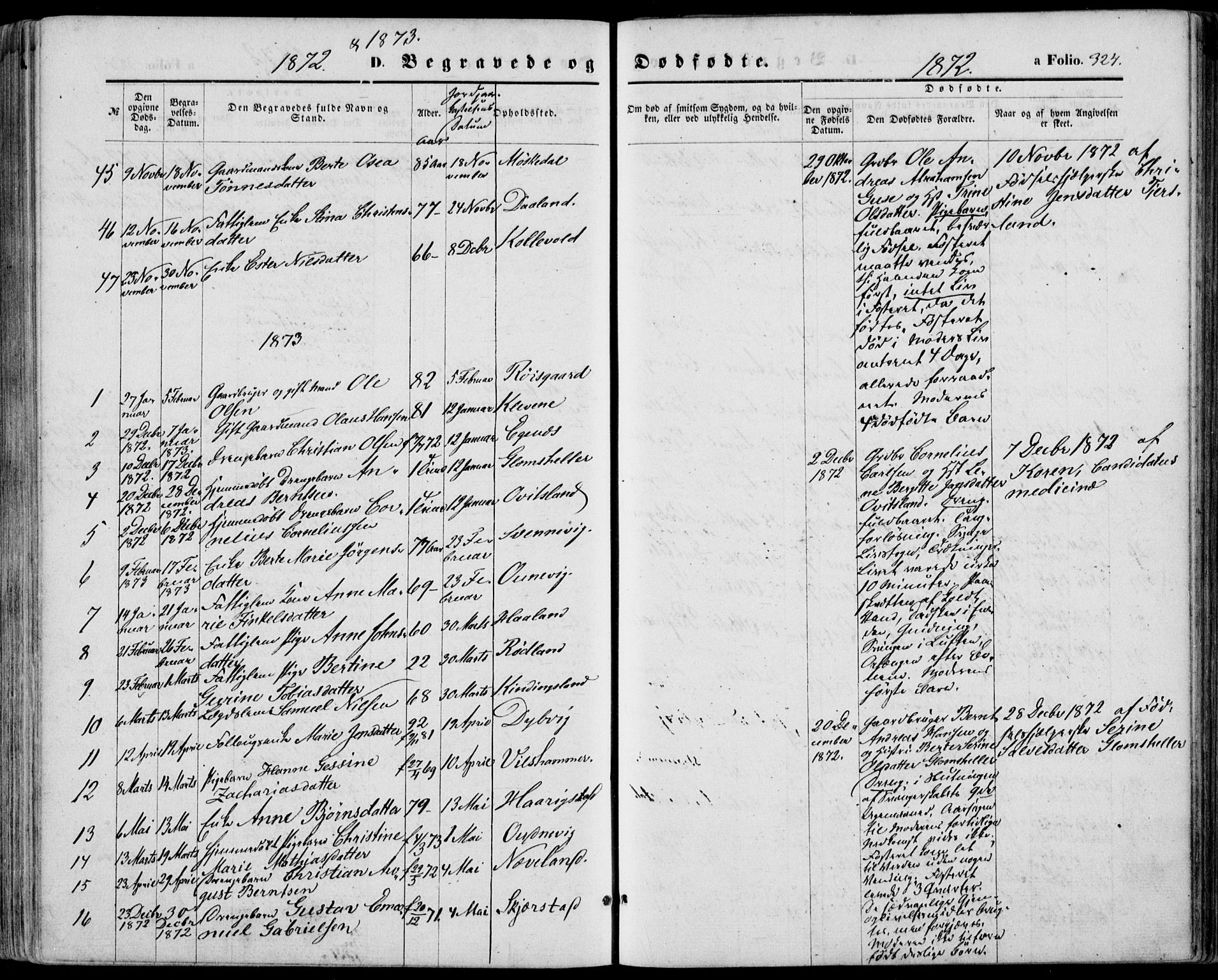 Lyngdal sokneprestkontor, SAK/1111-0029/F/Fa/Fac/L0010: Parish register (official) no. A 10, 1865-1878, p. 324