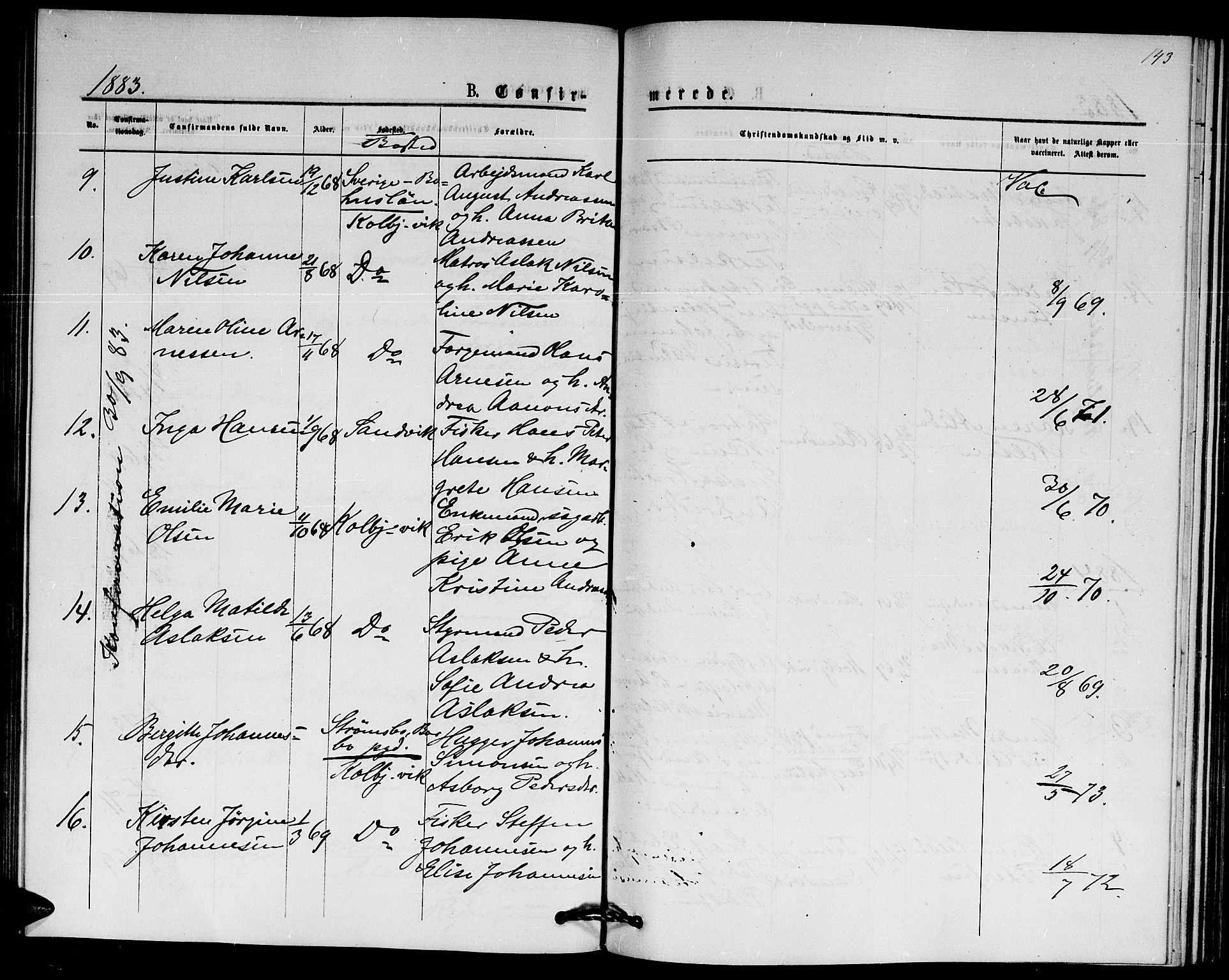 Hisøy sokneprestkontor, AV/SAK-1111-0020/F/Fb/L0002: Parish register (copy) no. B 2, 1873-1885, p. 143