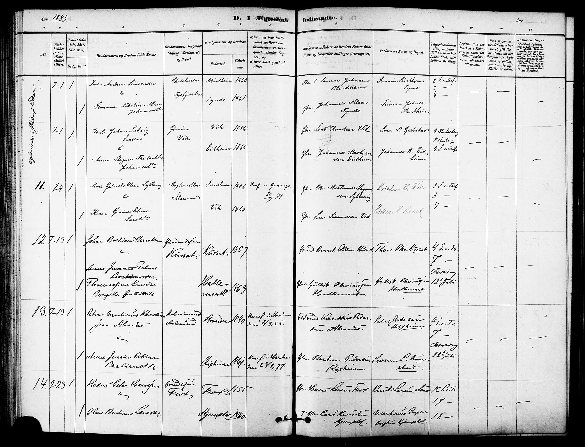 Ministerialprotokoller, klokkerbøker og fødselsregistre - Møre og Romsdal, AV/SAT-A-1454/523/L0334: Parish register (official) no. 523A01, 1878-1891