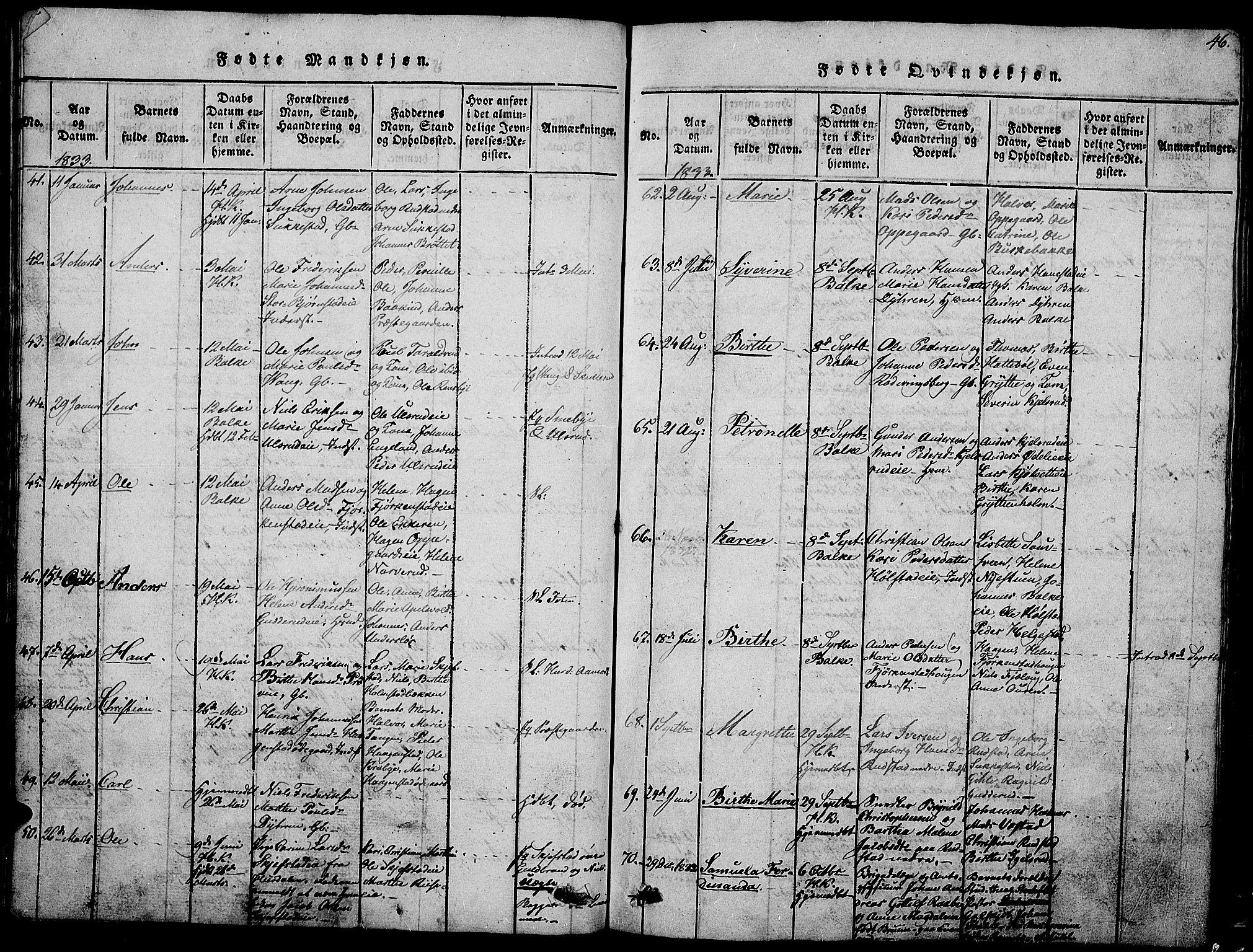Østre Toten prestekontor, SAH/PREST-104/H/Ha/Hab/L0001: Parish register (copy) no. 1, 1827-1839, p. 46