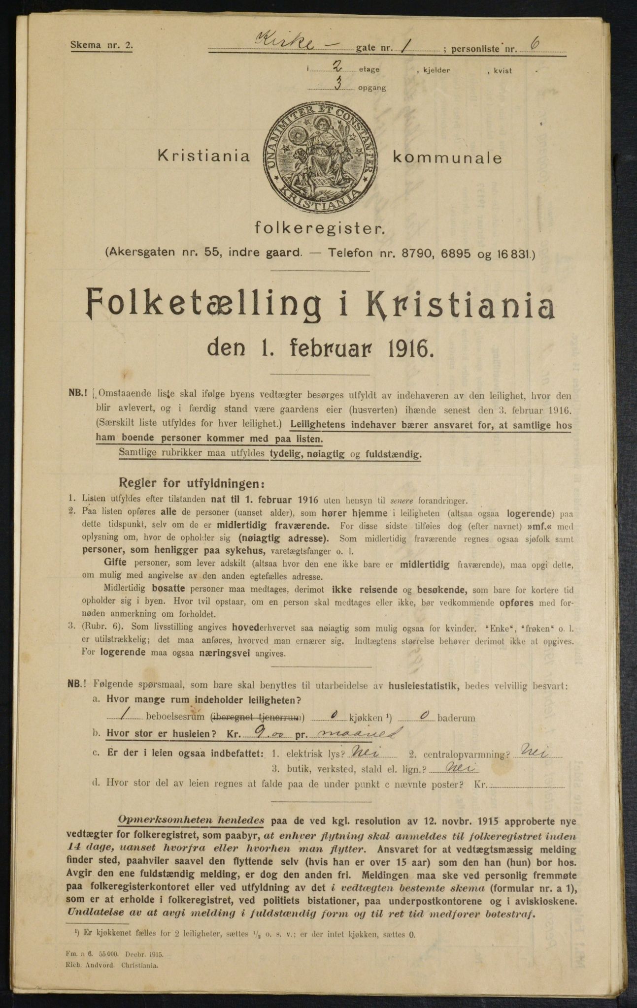 OBA, Municipal Census 1916 for Kristiania, 1916, p. 50832