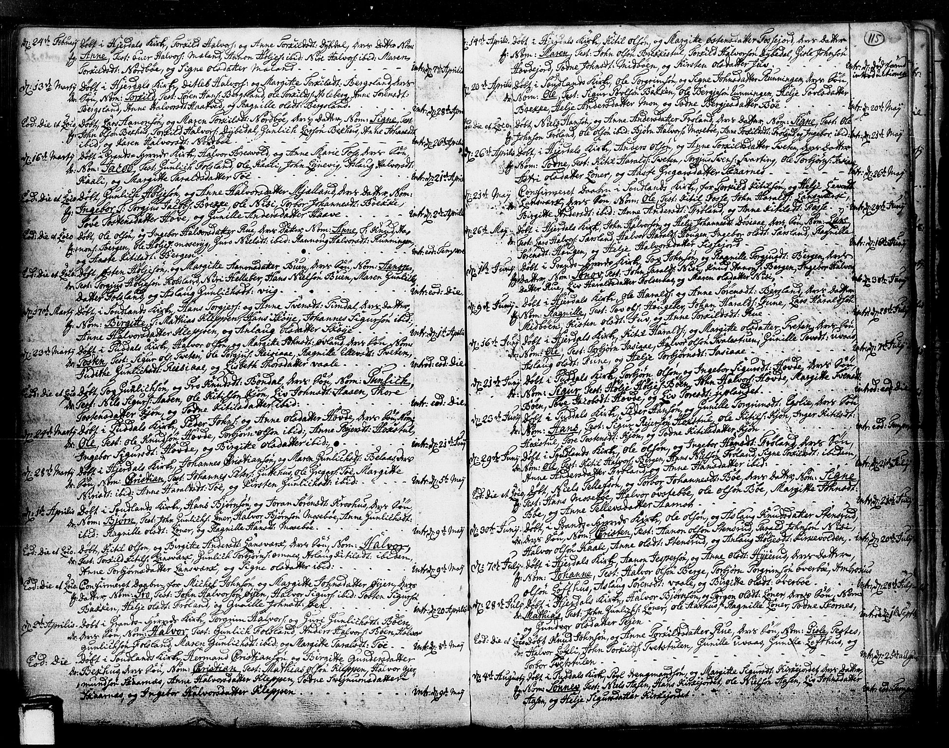 Hjartdal kirkebøker, SAKO/A-270/F/Fa/L0003: Parish register (official) no. I 3, 1727-1775, p. 115