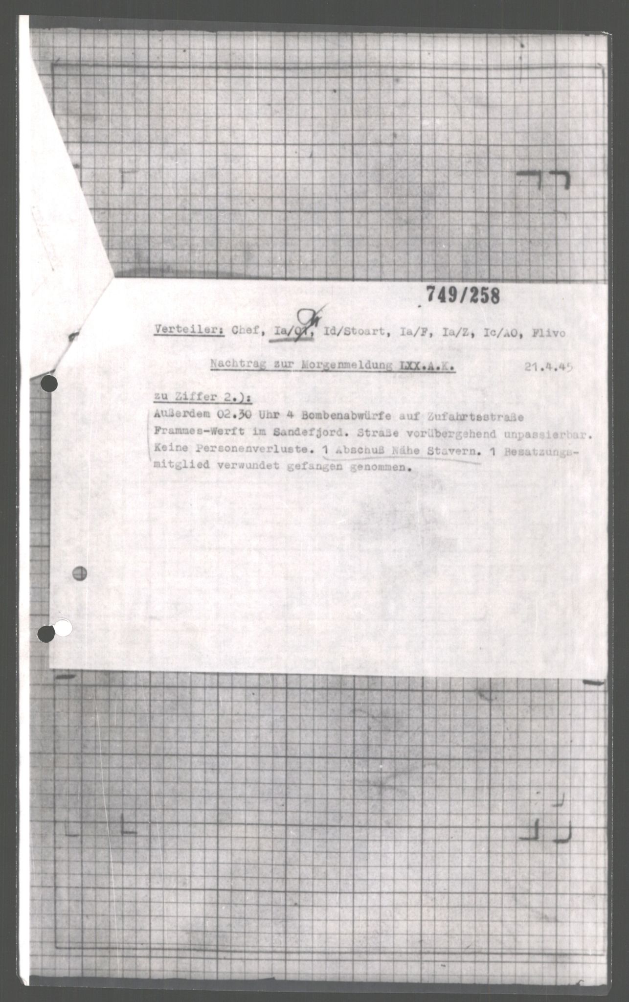 Forsvarets Overkommando. 2 kontor. Arkiv 11.4. Spredte tyske arkivsaker, AV/RA-RAFA-7031/D/Dar/Dara/L0004: Krigsdagbøker for 20. Gebirgs-Armee-Oberkommando (AOK 20), 1945, p. 685