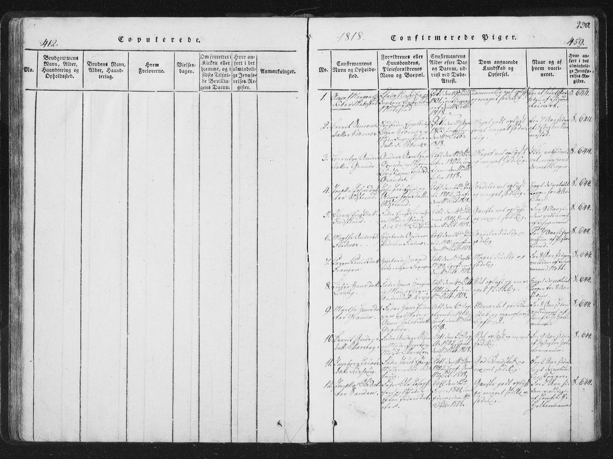 Ministerialprotokoller, klokkerbøker og fødselsregistre - Sør-Trøndelag, SAT/A-1456/659/L0734: Parish register (official) no. 659A04, 1818-1825, p. 412-459