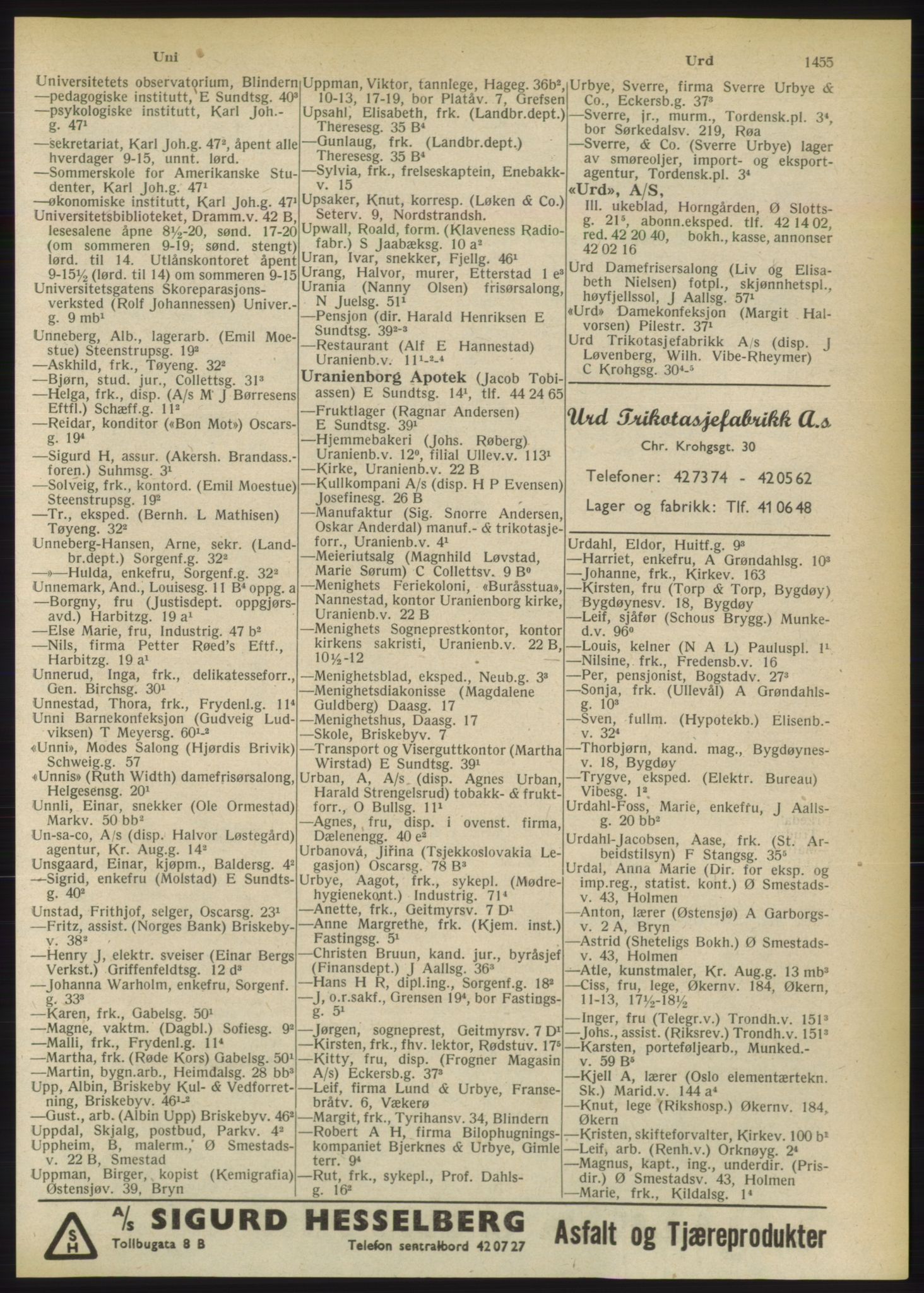 Kristiania/Oslo adressebok, PUBL/-, 1949, p. 1455