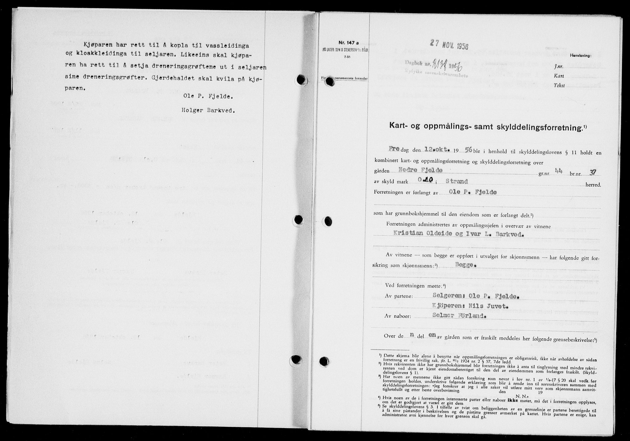 Ryfylke tingrett, SAST/A-100055/001/II/IIB/L0135: Mortgage book no. 114, 1956-1957, Diary no: : 2138/1956