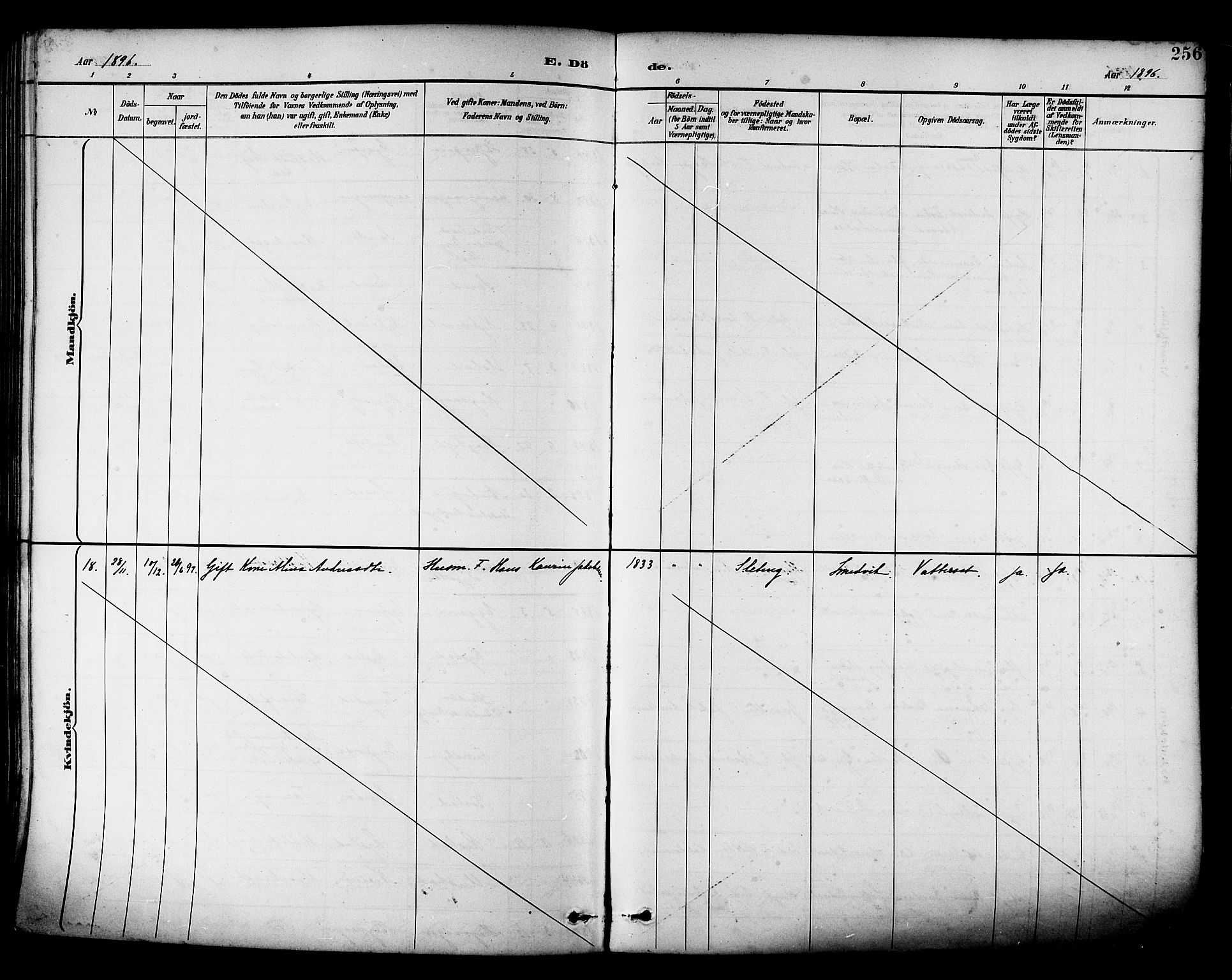 Ministerialprotokoller, klokkerbøker og fødselsregistre - Nordland, AV/SAT-A-1459/880/L1133: Parish register (official) no. 880A07, 1888-1898, p. 256