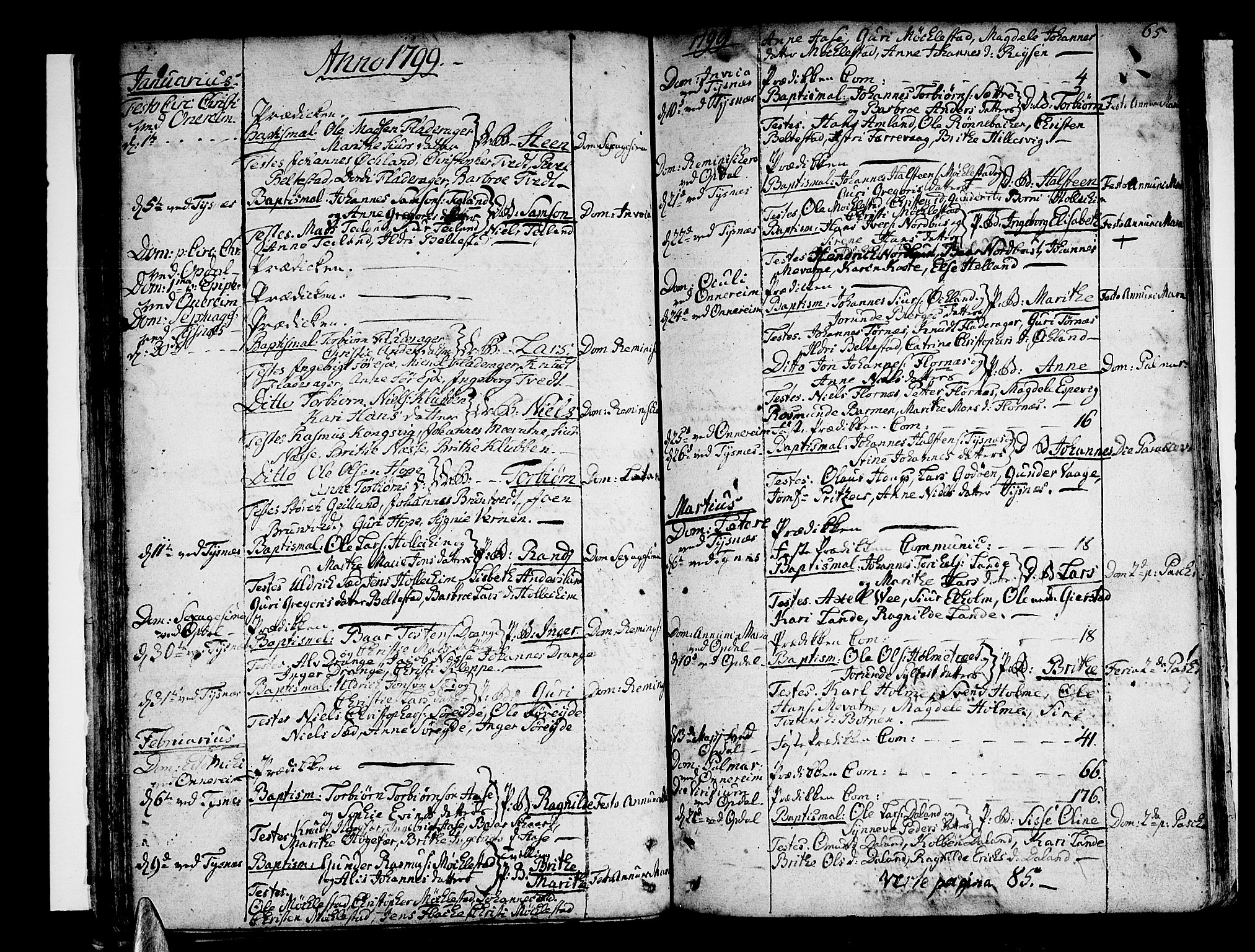 Tysnes sokneprestembete, AV/SAB-A-78601/H/Haa: Parish register (official) no. A 2 /1, 1732-1804, p. 65