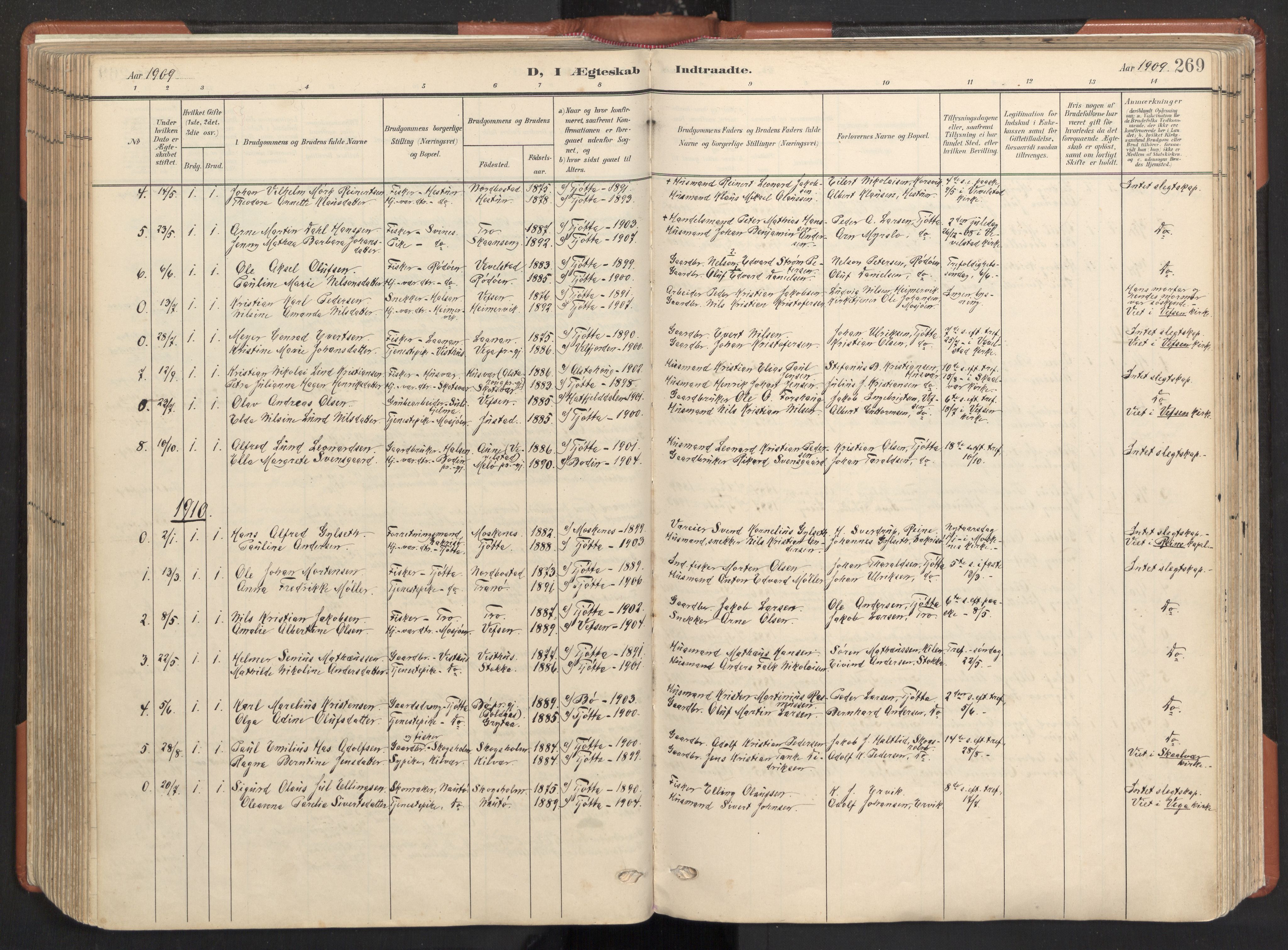 Ministerialprotokoller, klokkerbøker og fødselsregistre - Nordland, AV/SAT-A-1459/817/L0265: Parish register (official) no. 817A05, 1908-1944, p. 269