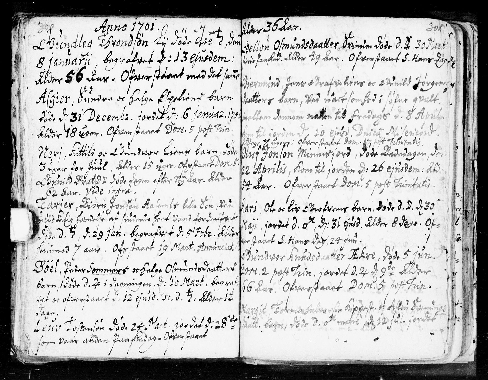 Seljord kirkebøker, AV/SAKO-A-20/F/Fa/L0002: Parish register (official) no. I 2, 1689-1713, p. 300-301