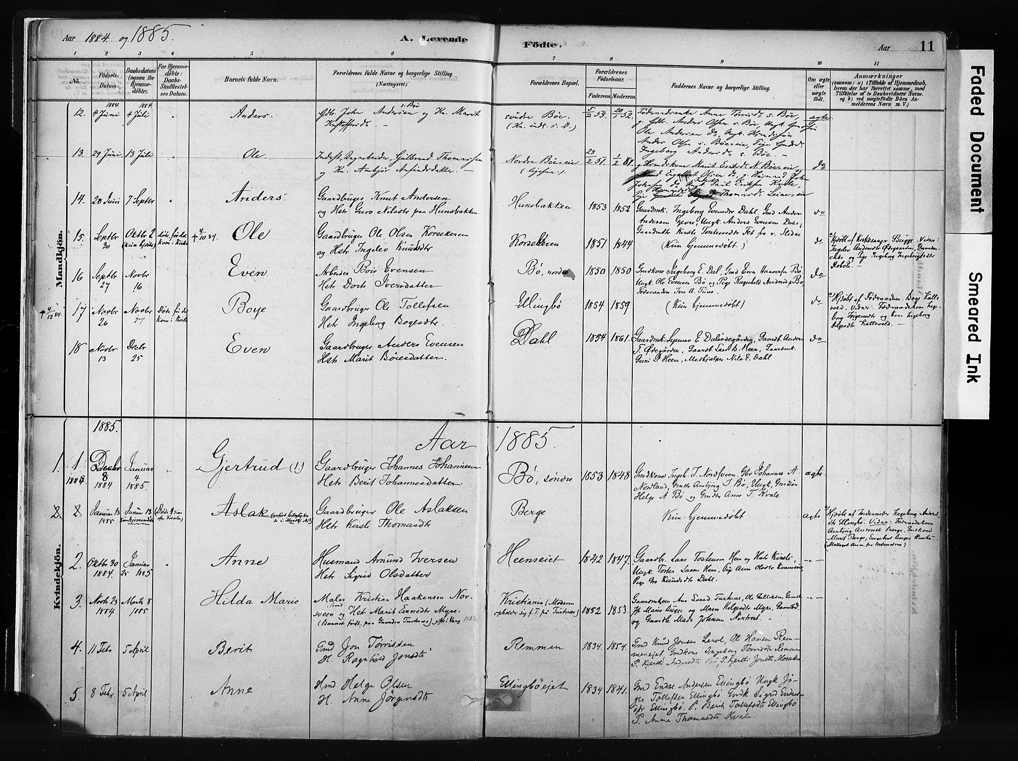 Vang prestekontor, Valdres, SAH/PREST-140/H/Ha/L0008: Parish register (official) no. 8, 1882-1910, p. 11