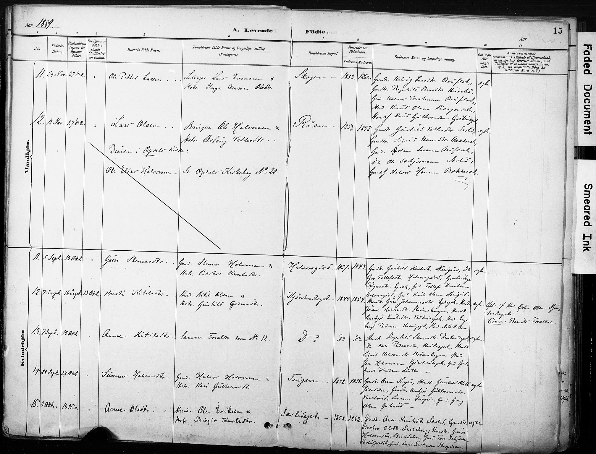 Nore kirkebøker, SAKO/A-238/F/Fb/L0002: Parish register (official) no. II 2, 1886-1906, p. 15