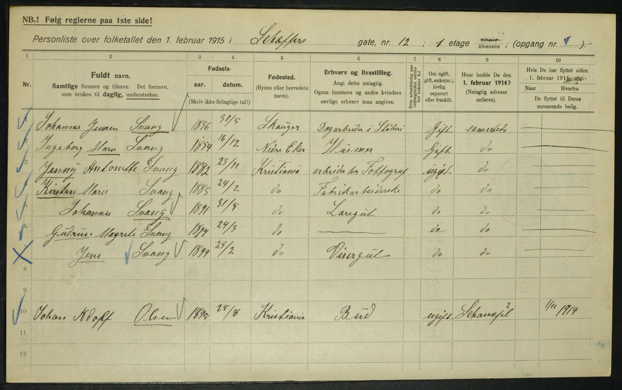 OBA, Municipal Census 1915 for Kristiania, 1915, p. 93064