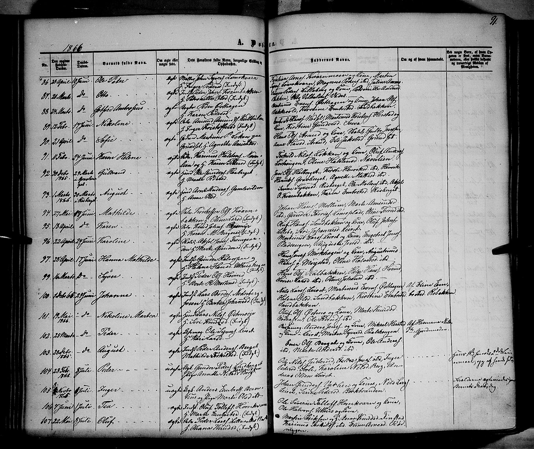 Elverum prestekontor, AV/SAH-PREST-044/H/Ha/Haa/L0010: Parish register (official) no. 10, 1857-1868, p. 91