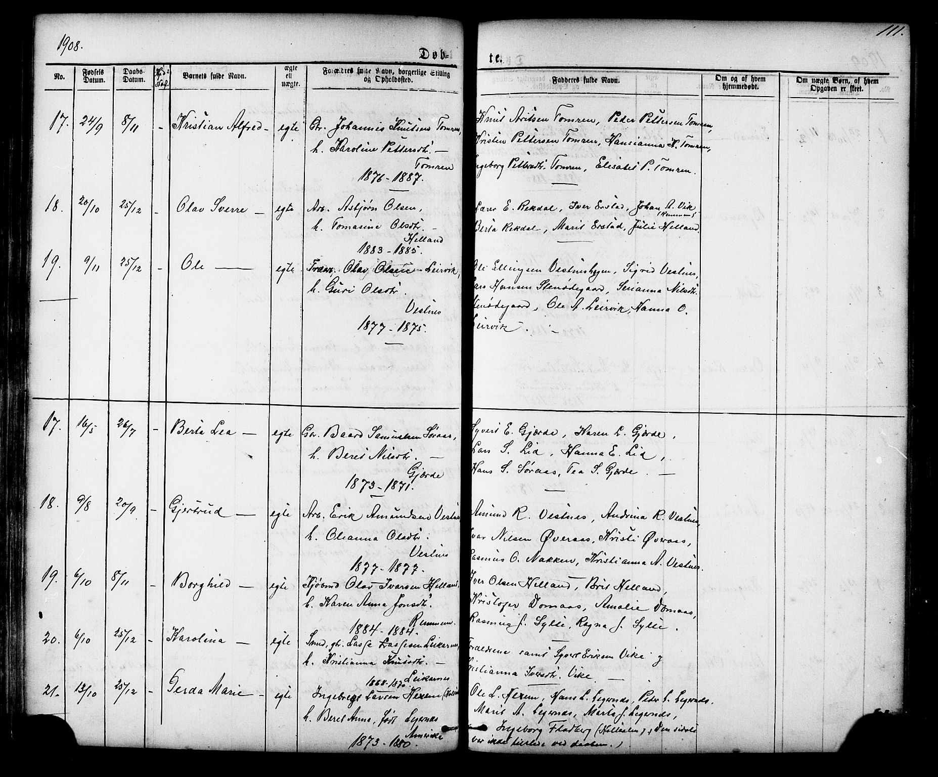 Ministerialprotokoller, klokkerbøker og fødselsregistre - Møre og Romsdal, AV/SAT-A-1454/539/L0536: Parish register (copy) no. 539C02, 1867-1913, p. 111