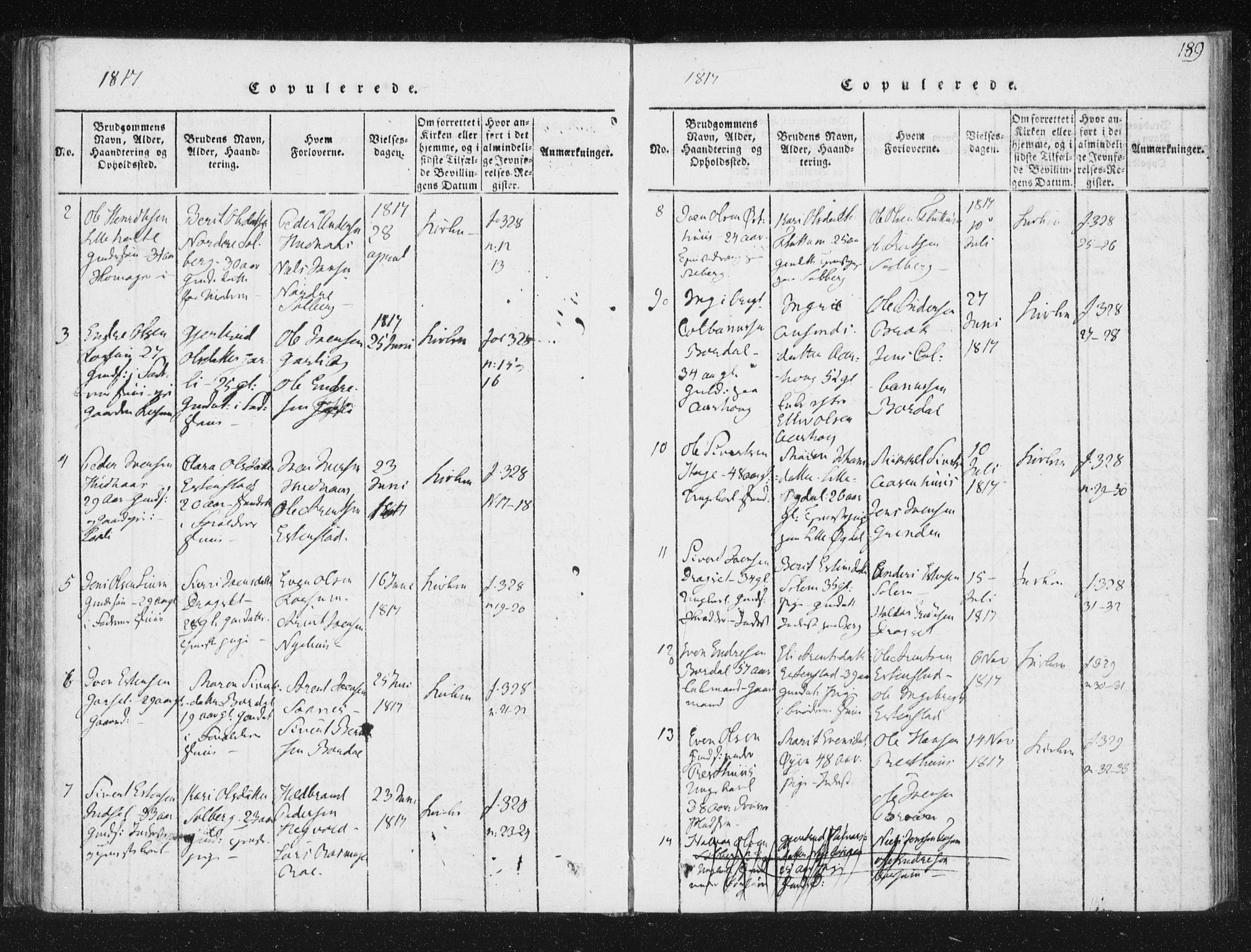 Ministerialprotokoller, klokkerbøker og fødselsregistre - Sør-Trøndelag, SAT/A-1456/689/L1037: Parish register (official) no. 689A02, 1816-1842, p. 189